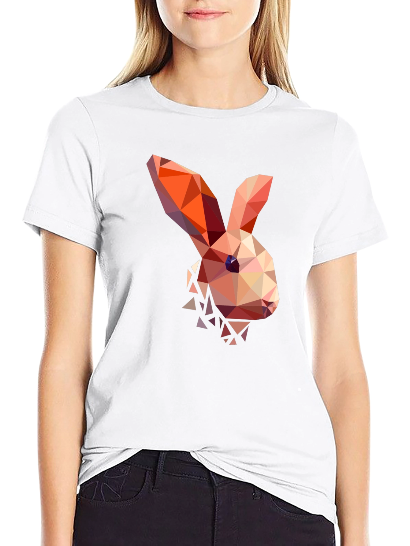 Black Geometric Bunny Graphic T-Shirt view 9