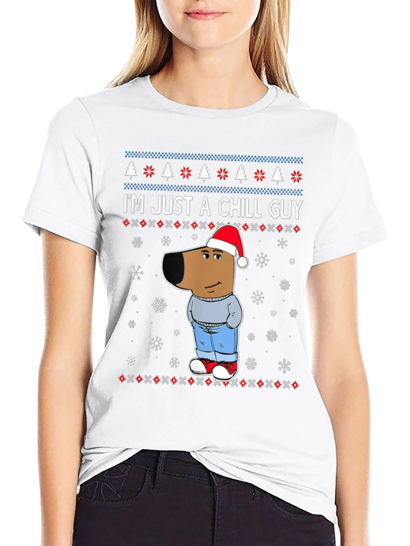 Black Chill Guy Christmas Graphic Tee view 9