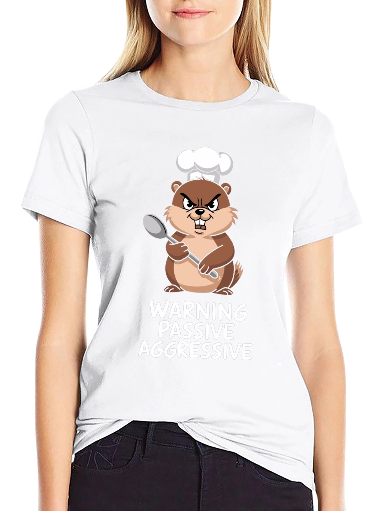 Black Passive Aggressive Chef Beaver Graphic Tee view 9