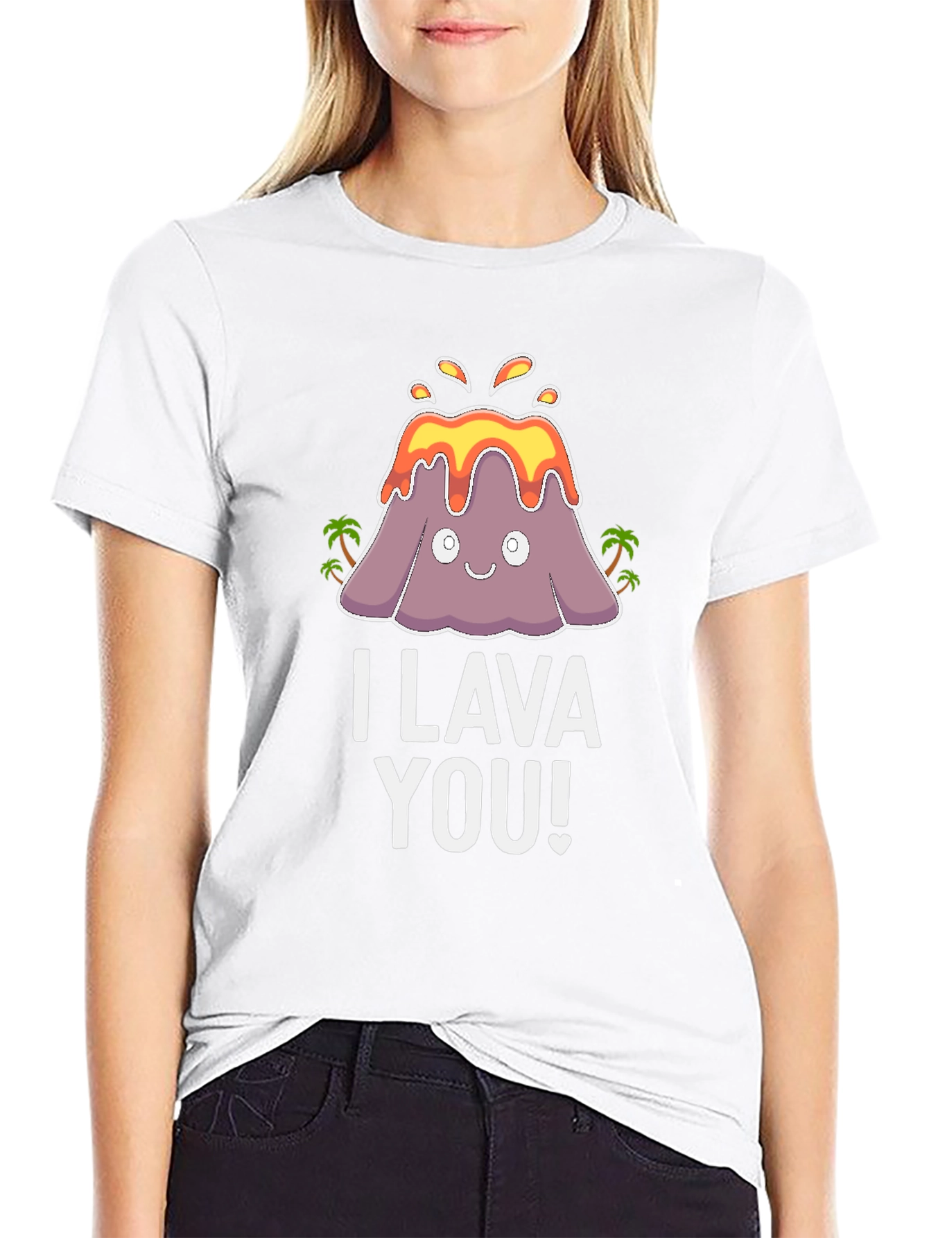 Black I Lava You Graphic Tee - Cute Volcano Pun T-Shirt view 9