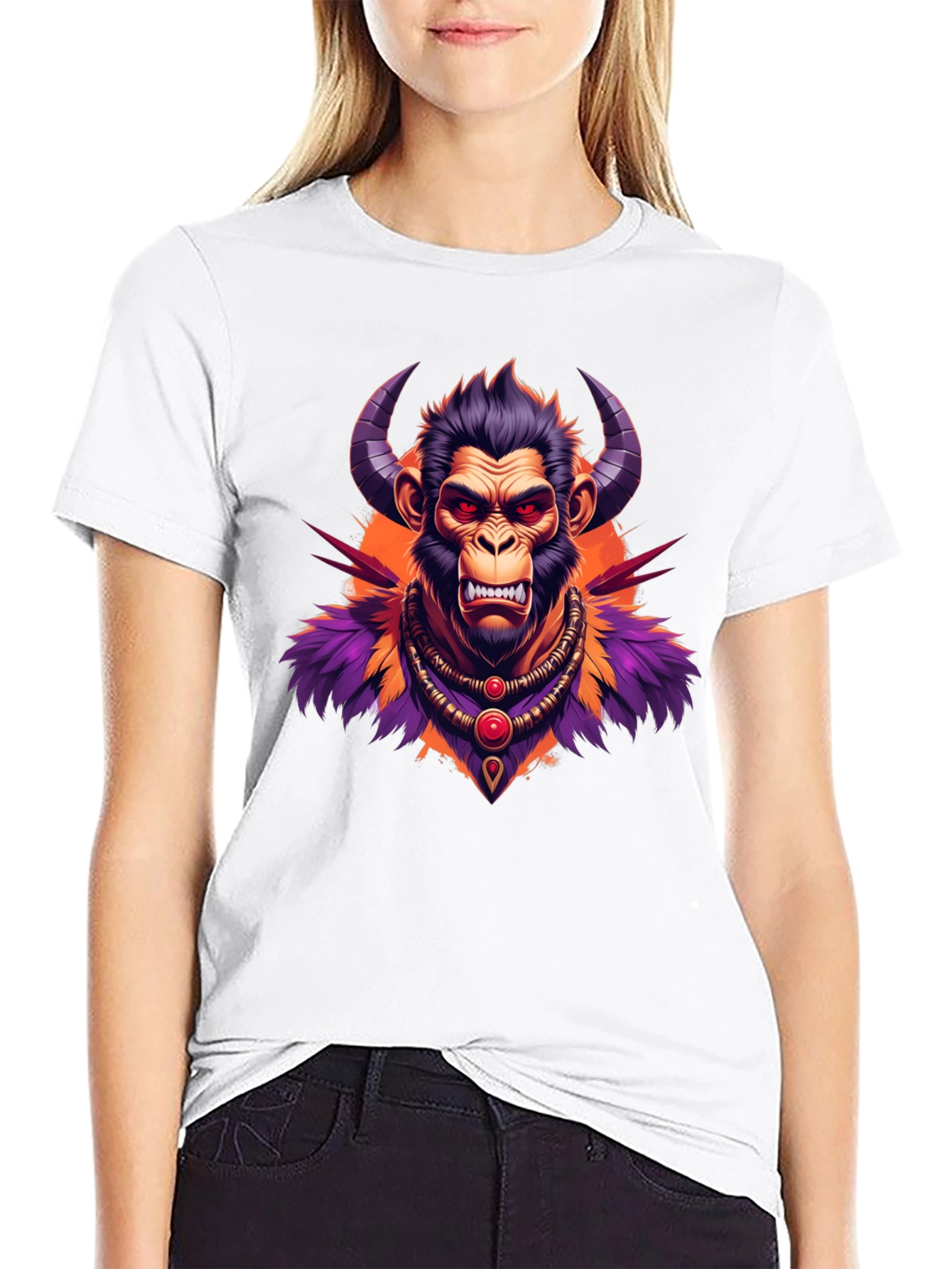Black Horned Monkey Graphic Tee - Unique Ape Design view 9