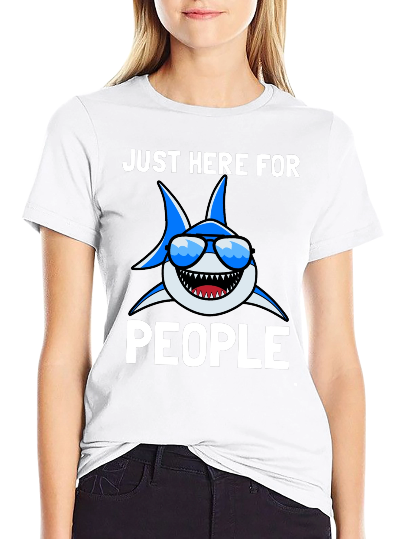 Black Shark Lover T-Shirt - Just Here for People view 9