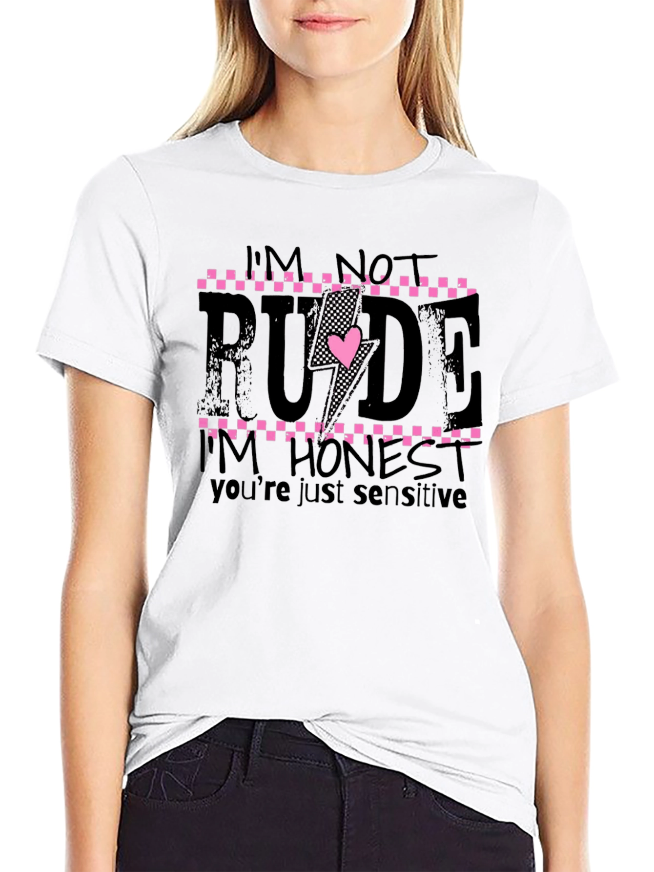Black Funny "I'm Not Rude" Graphic Tee view 9
