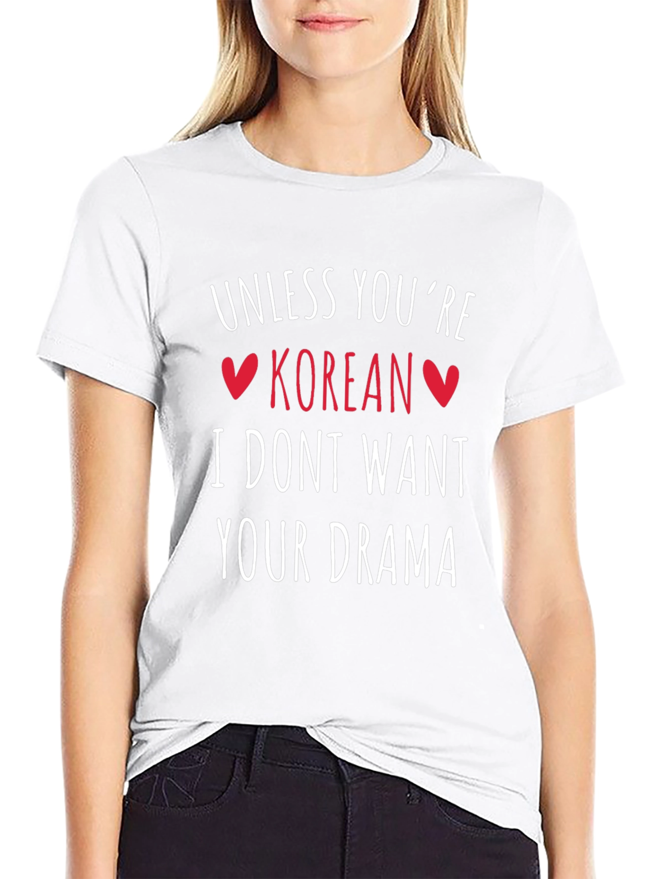 Black Korean Drama Graphic Tee - Black Crew Neck T-Shirt view 9