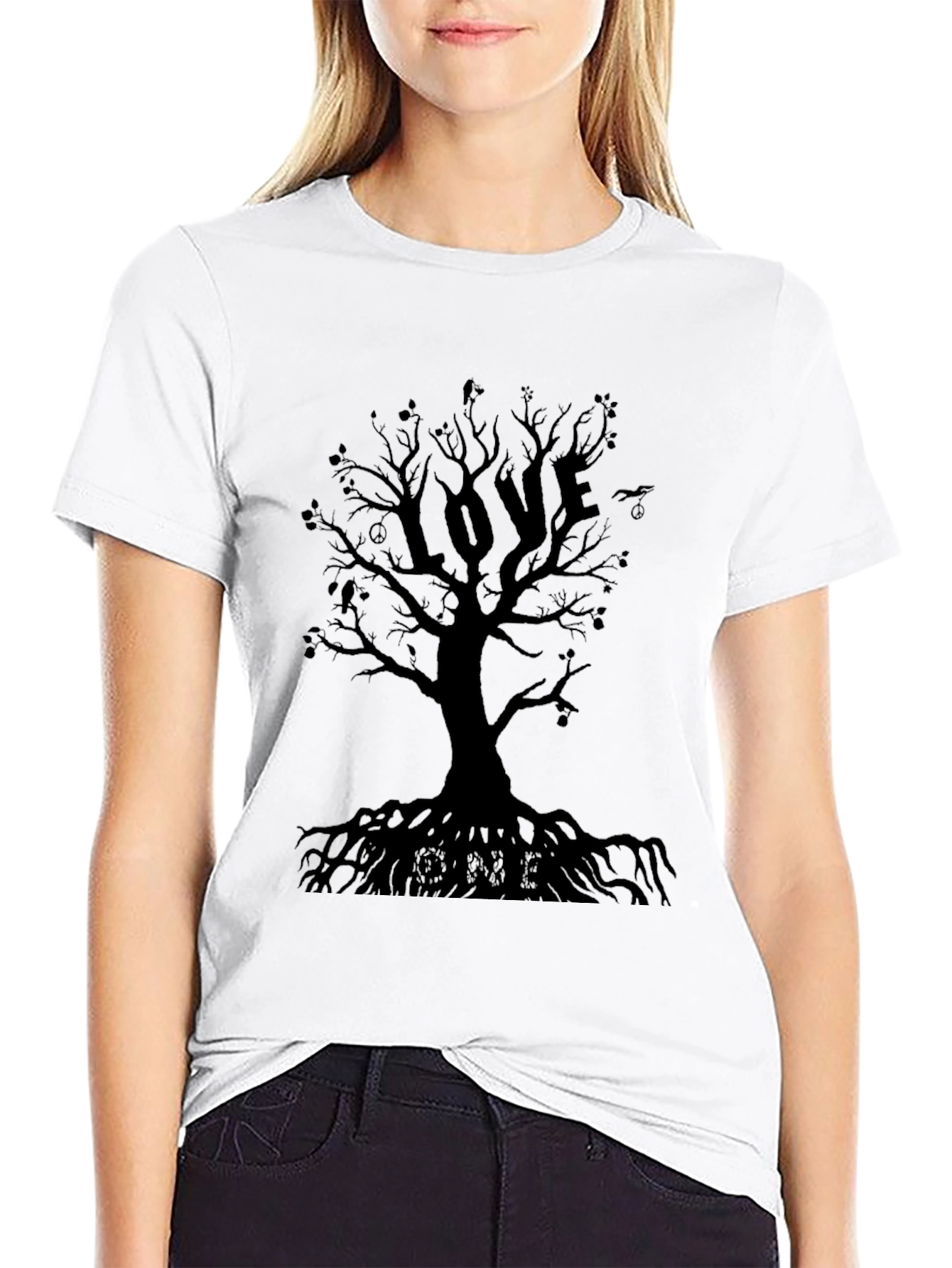 Black Love Tree Graphic T-Shirt - Black view 9