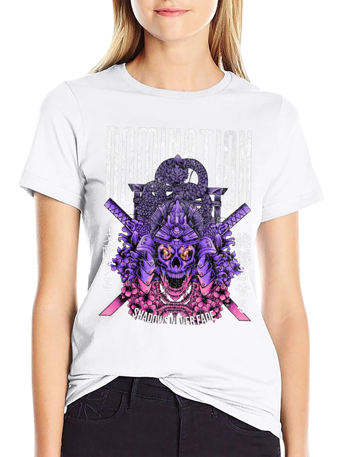 Black Domination Samurai Skull Graphic T-Shirt view 9