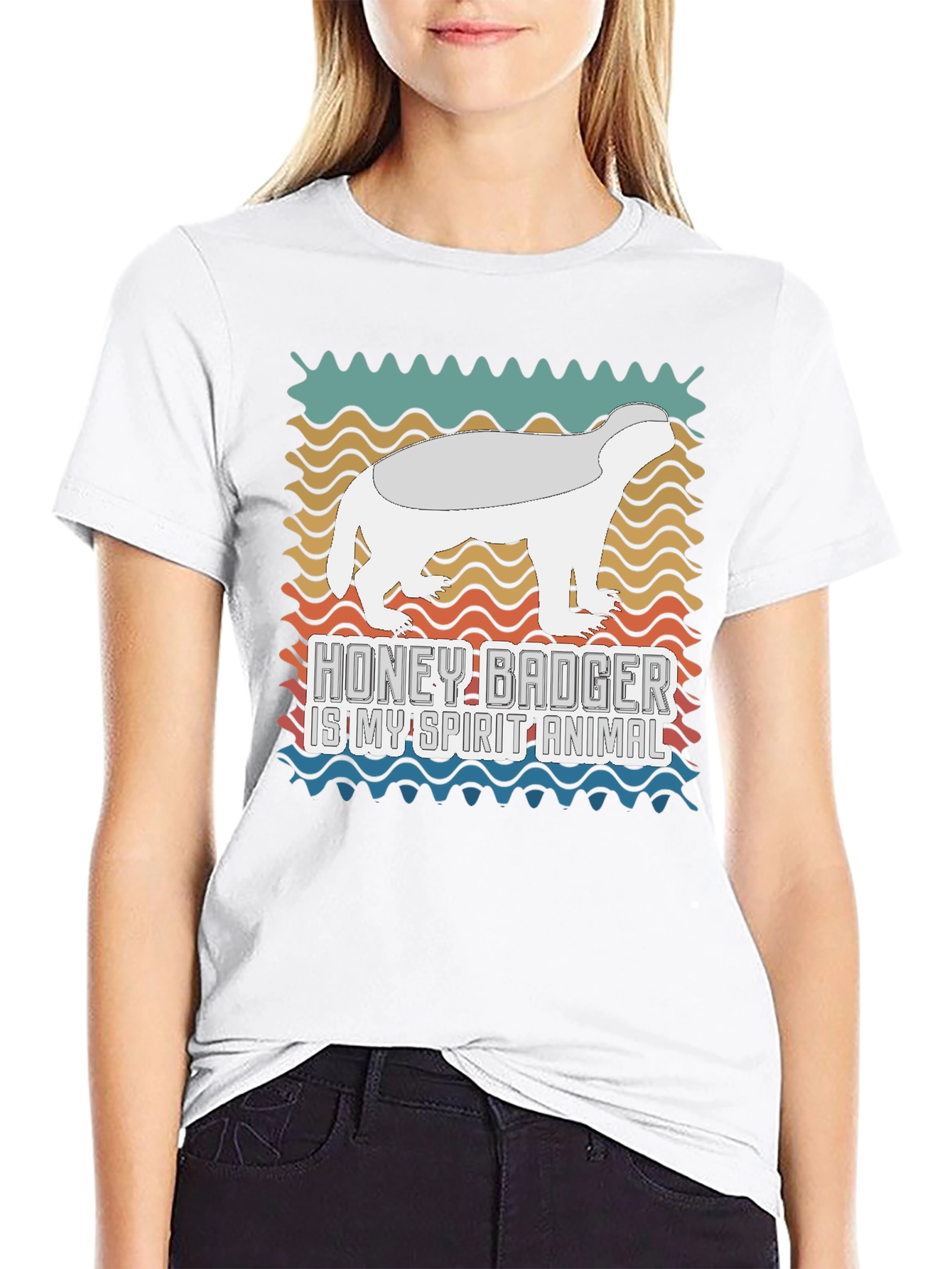 Black Honey Badger Spirit Animal Graphic Tee view 9