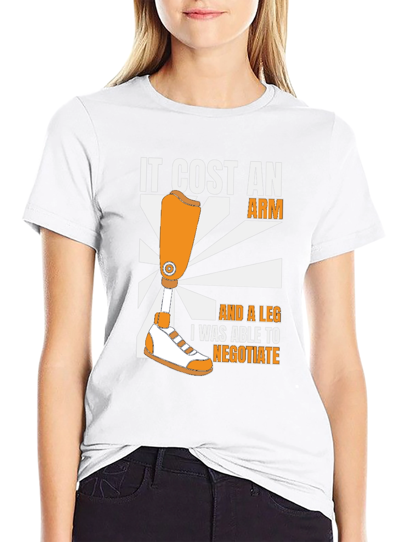 Black Funny "It Cost an Arm" Graphic T-Shirt view 9