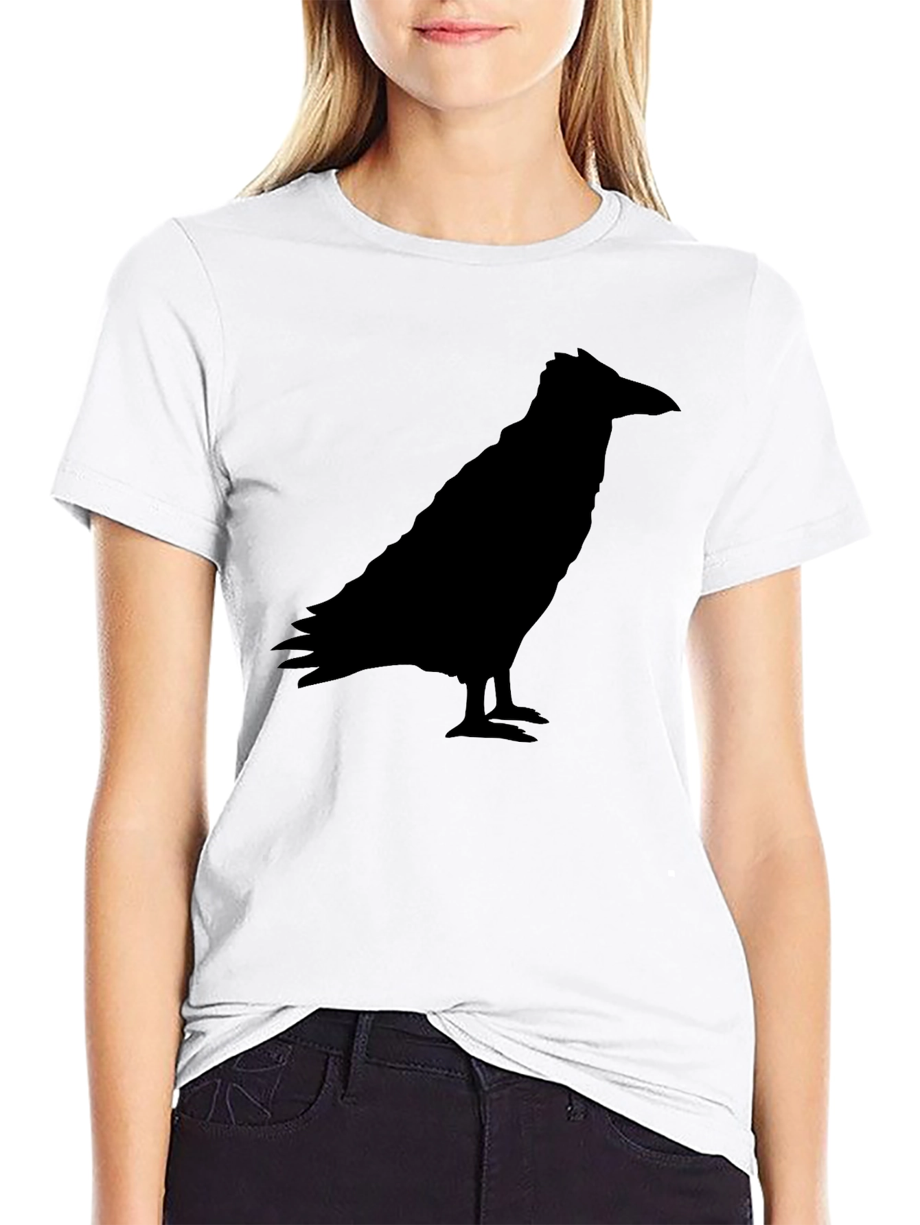 Black Raven Silhouette Graphic Tee - Black Crow Shirt view 9