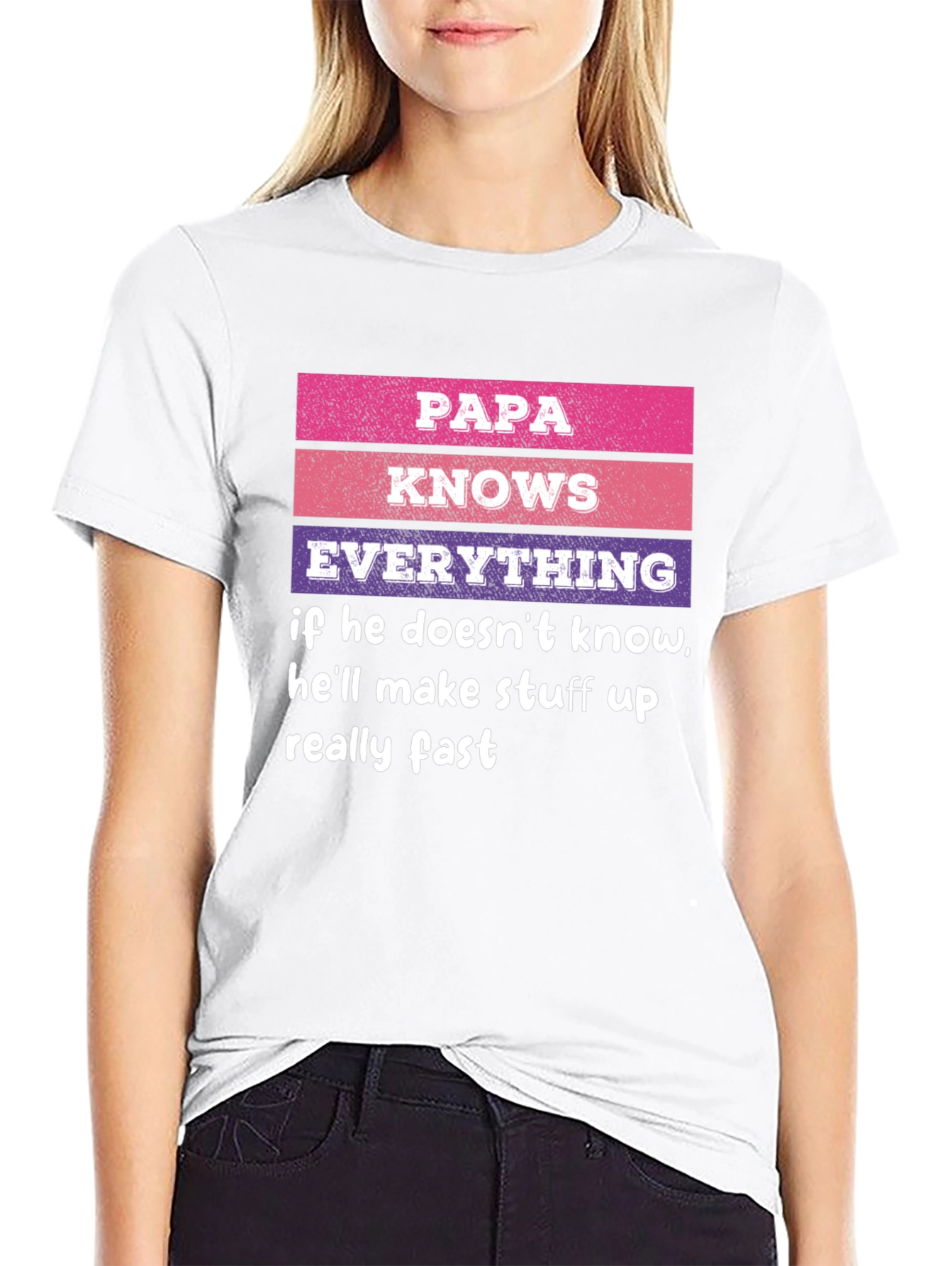 Black Papa Knows Everything T-Shirt Novelty Dad Gift view 9