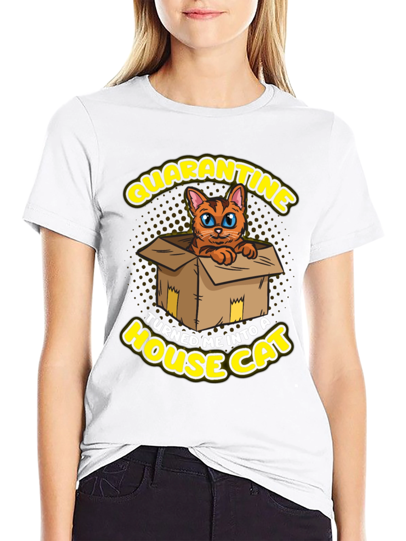 Black Quarantine House Cat Graphic Tee view 9