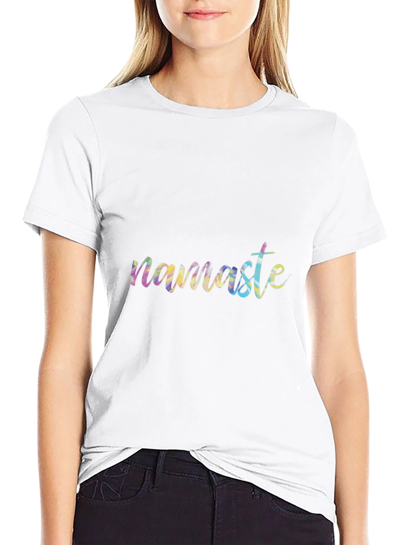 Black Namaste Tie-Dye Graphic Black T-Shirt view 9