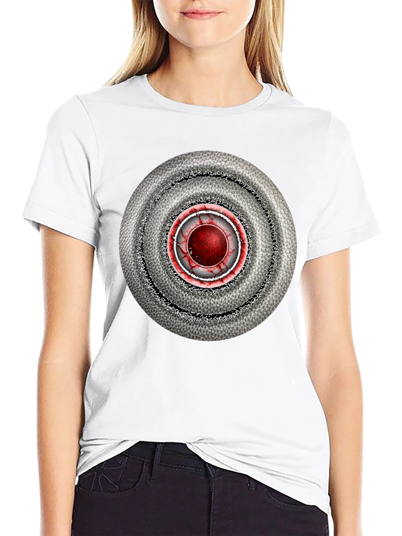 Black Abstract Target Graphic Men's Black T-Shirt view 9
