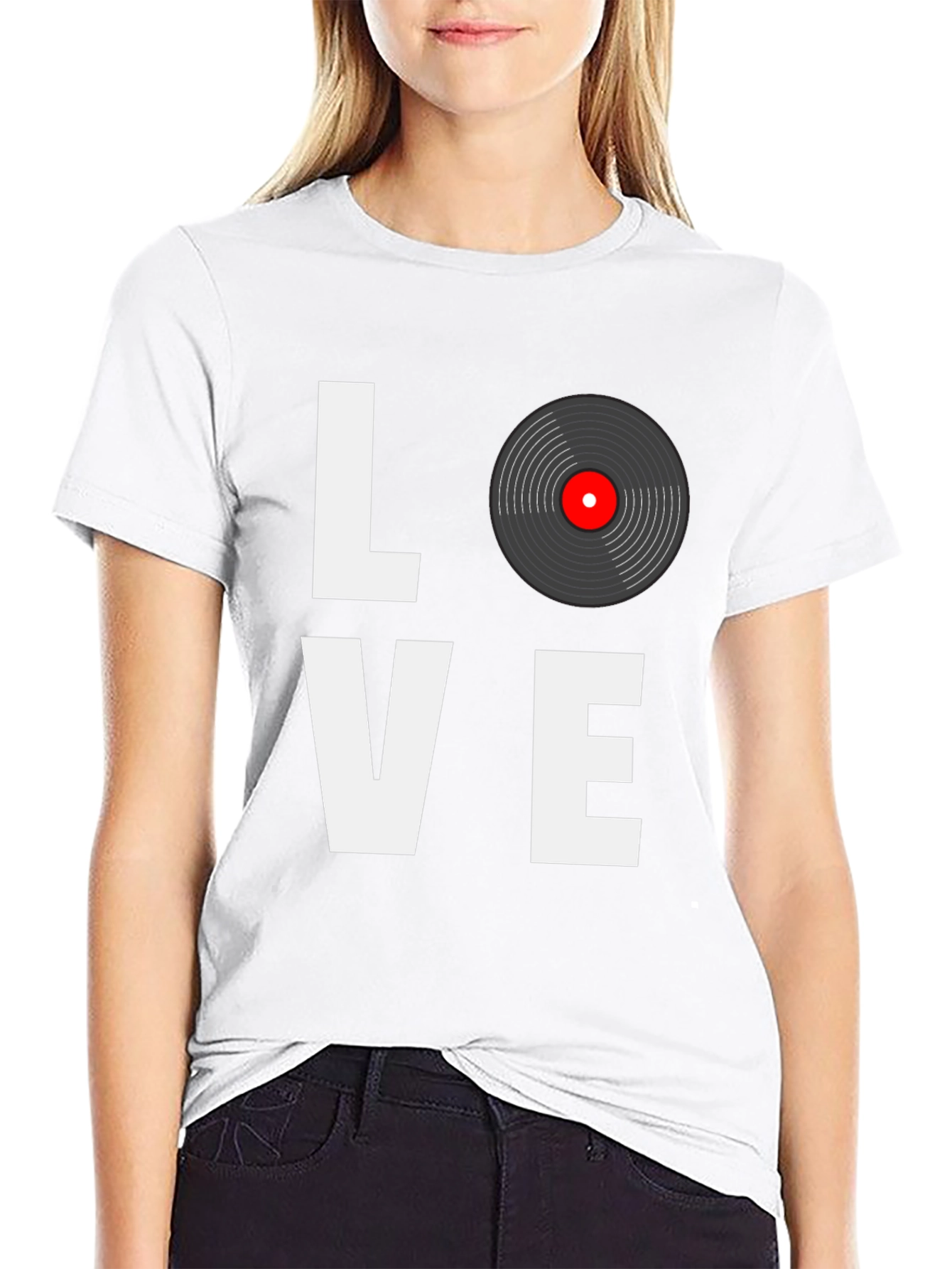 Black Love Vinyl Record Black T-Shirt  view 9