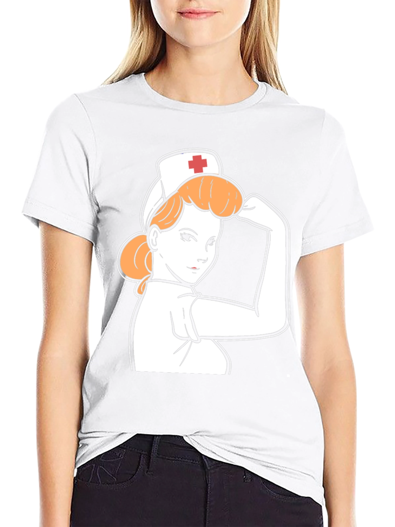 Black Retro Nurse Power T-Shirt - Black view 9
