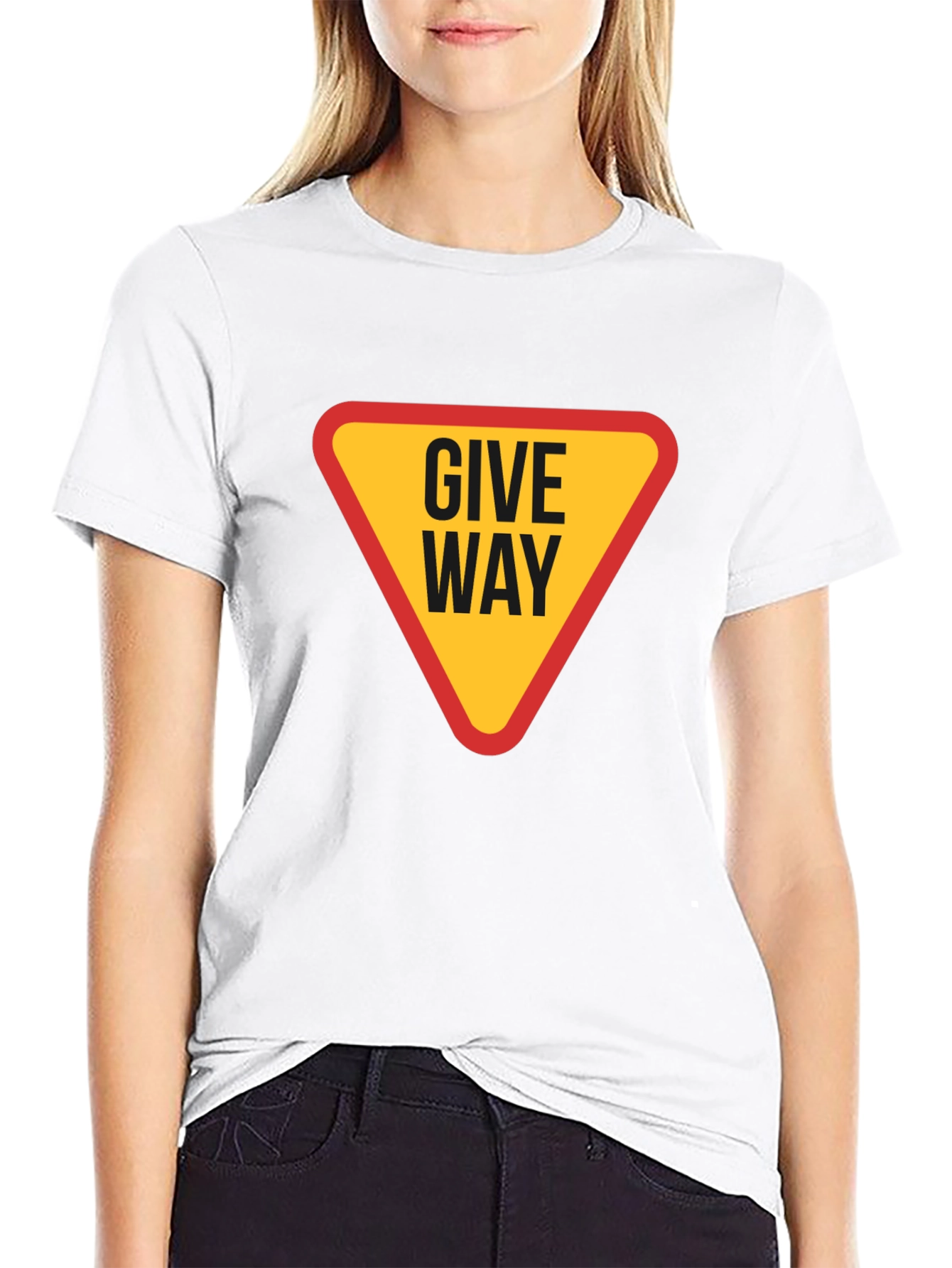 Black Give Way Traffic Sign T-Shirt view 9