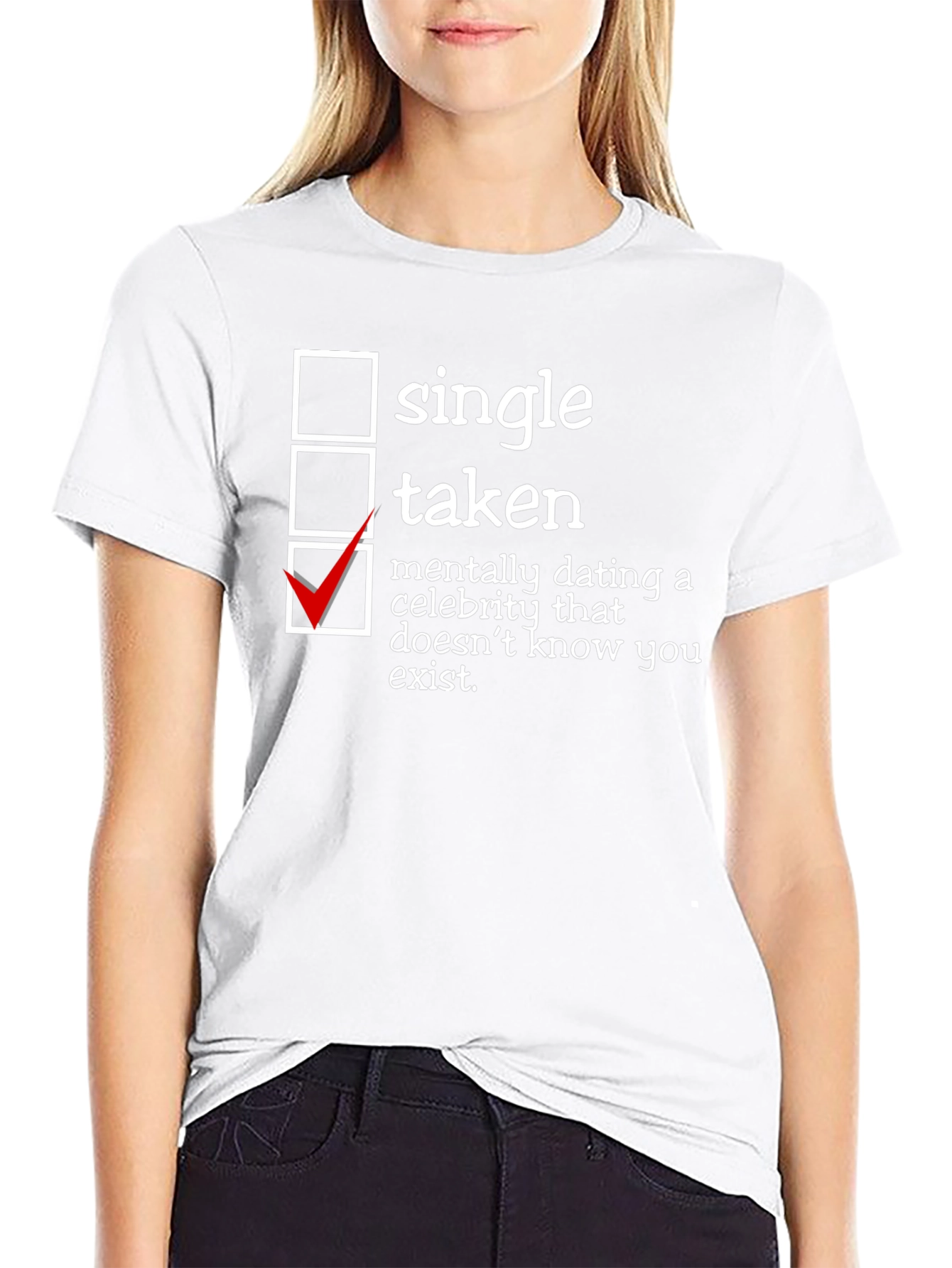 Black Humorous Dating Status T-Shirt - Single Taken view 9