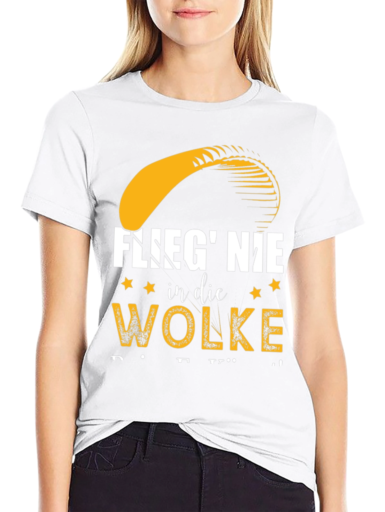 Black Flieg' Nie in die Wolke T-Shirt - Paragliding Gift view 9