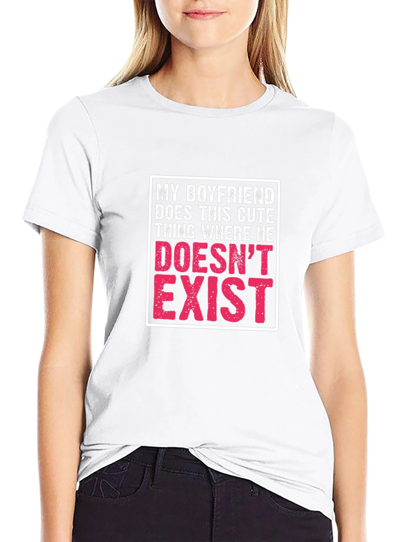 Black My Boyfriend Doesn't Exist Graphic T-Shirt view 9