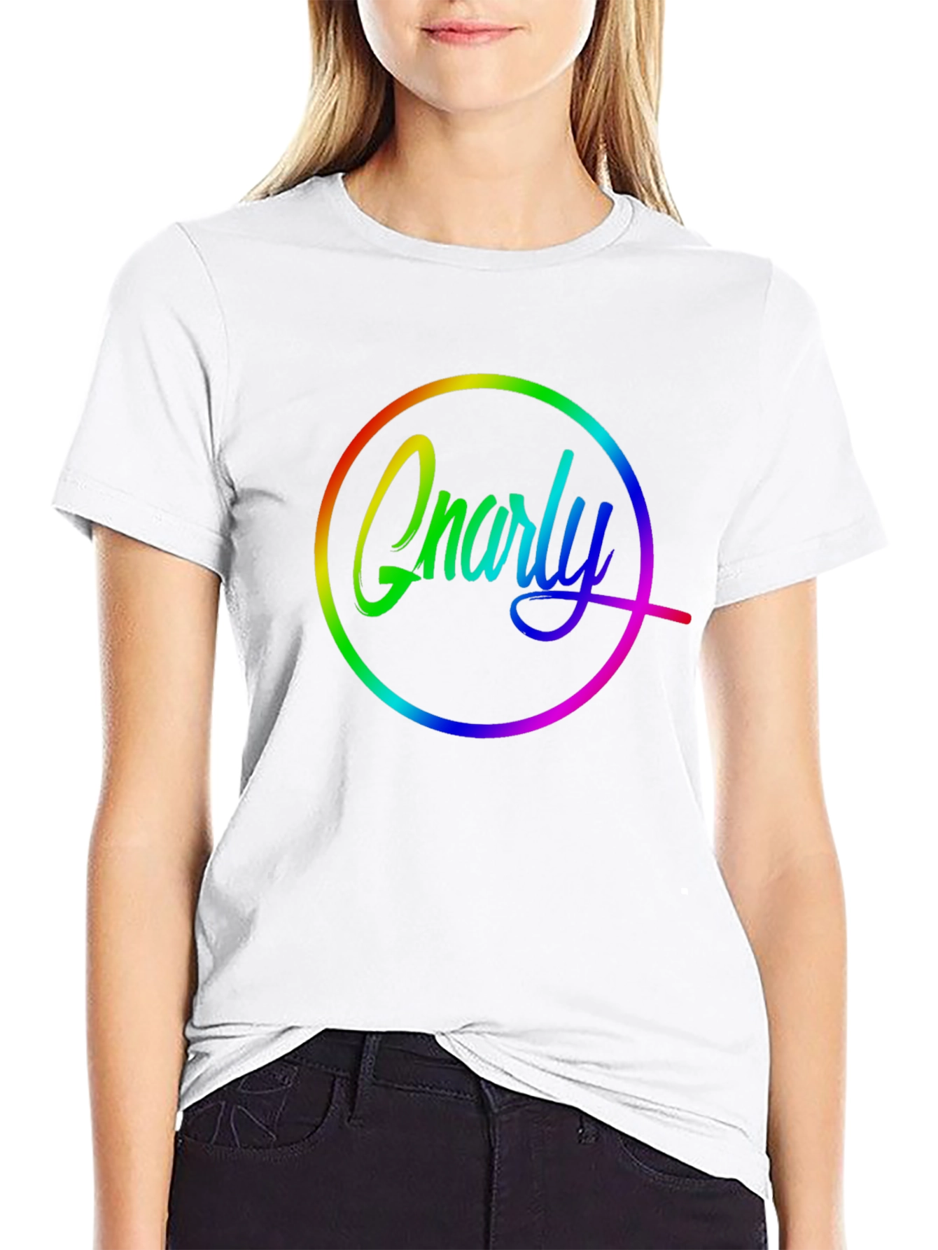 Black Gnarly Rainbow Graphic T-Shirt view 9