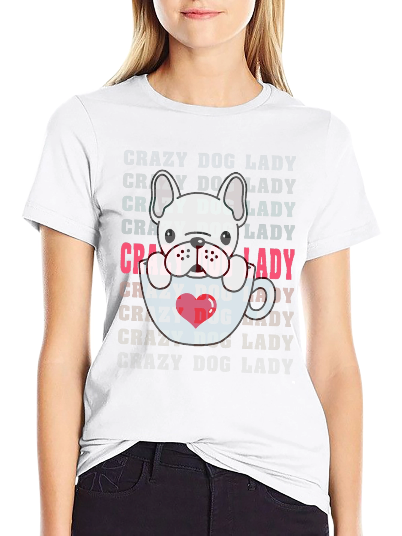 Black Crazy Dog Lady T-Shirt view 9
