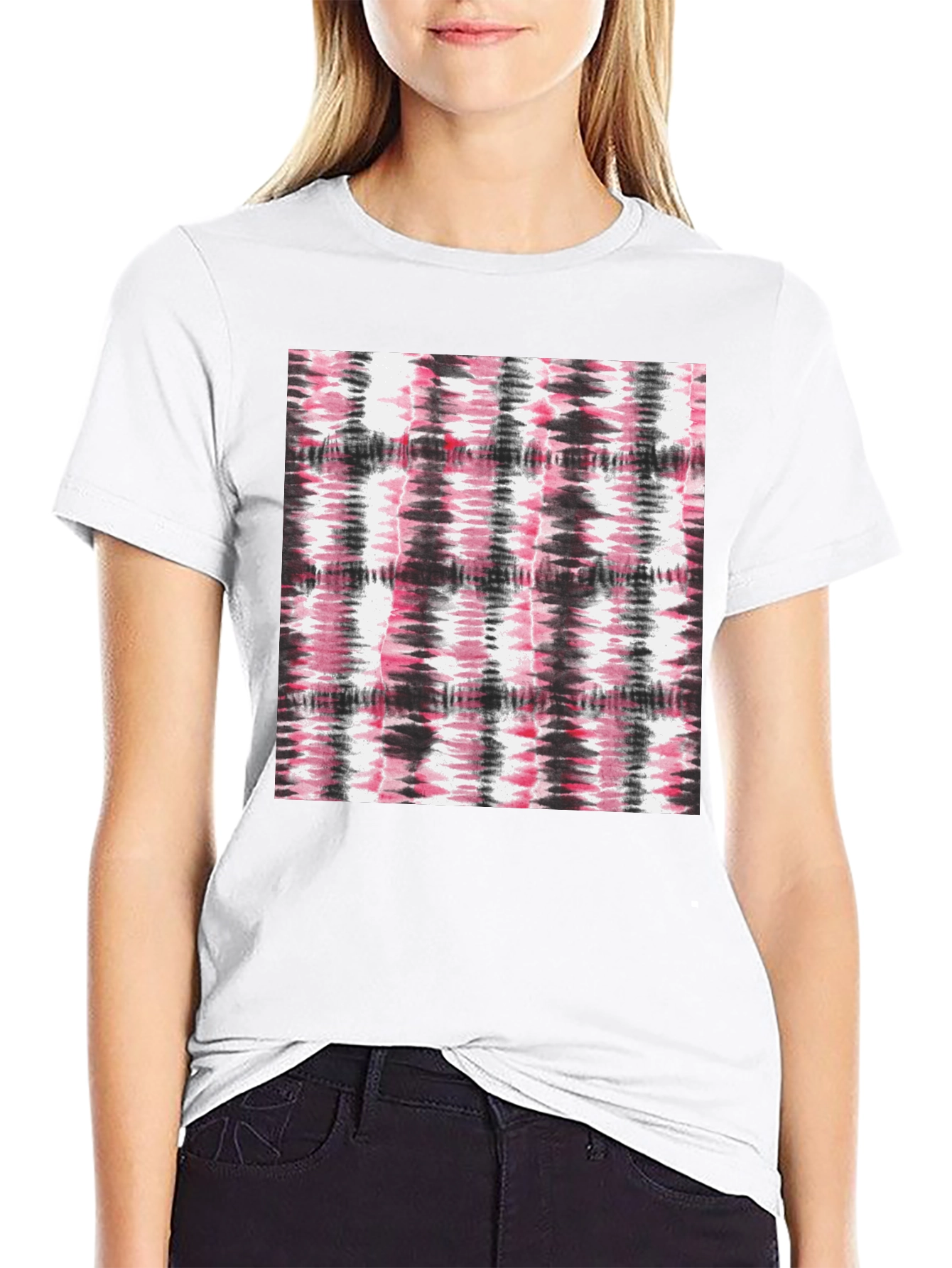 Black Abstract Tie-Dye Graphic Black T-Shirt view 9