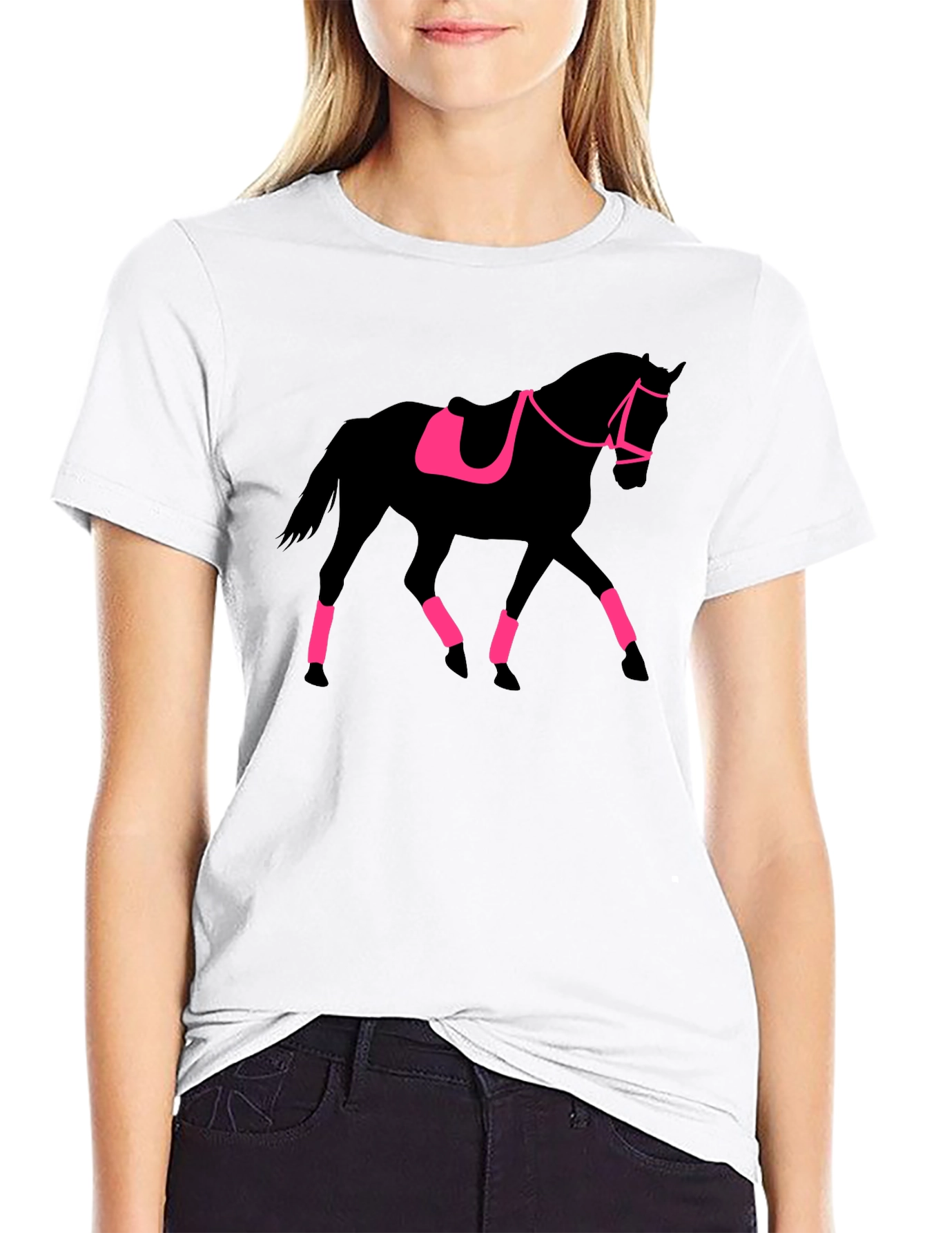 Black Equestrian Horse Silhouette Graphic Tee view 9