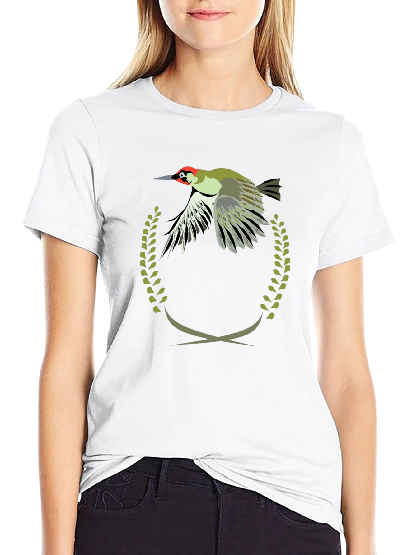 Black Woodpecker Emblem Tee - Unique Graphic Print T-Shirt view 9