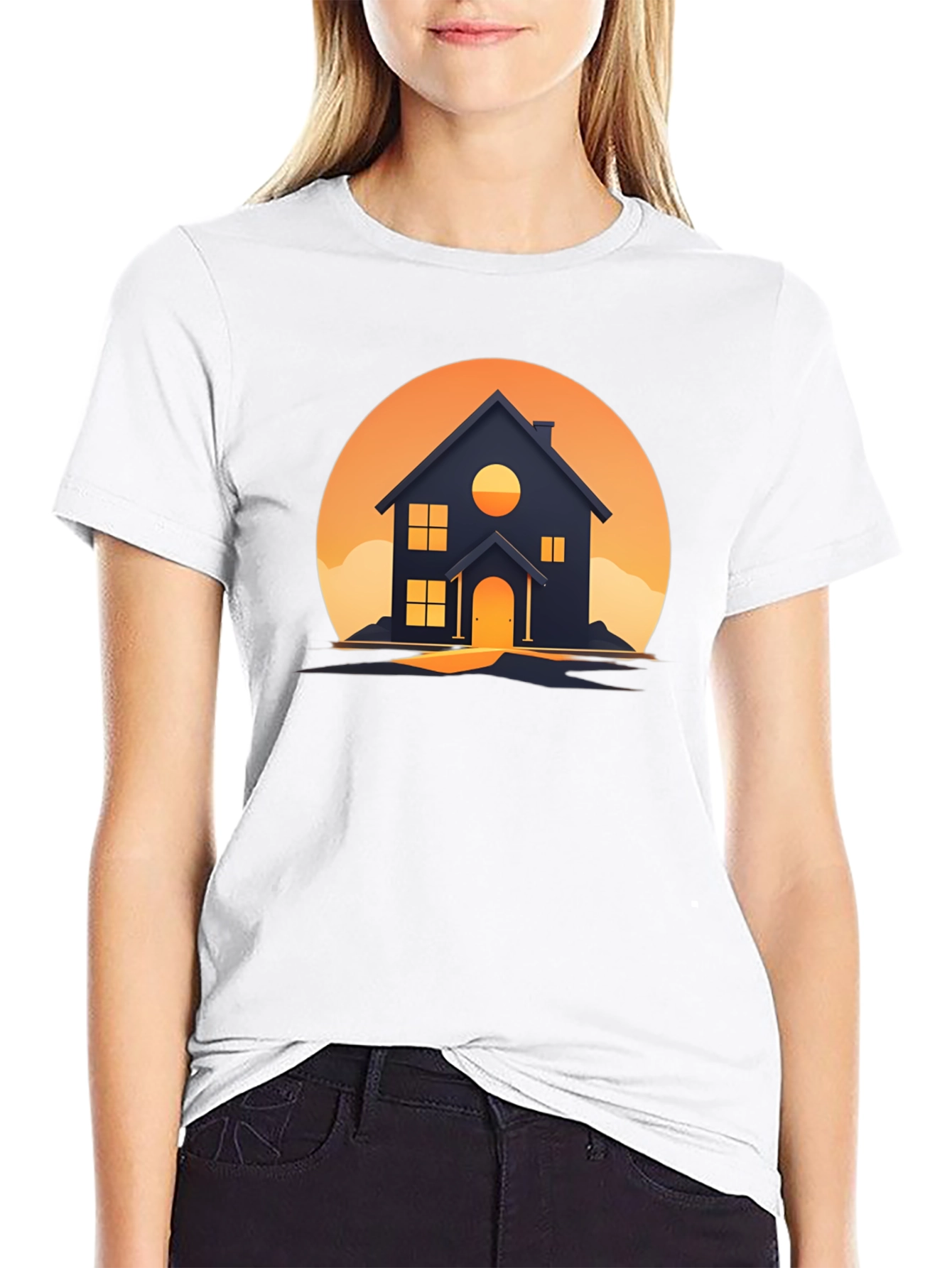 Black Sunset House Graphic Tee - Modern Design view 9