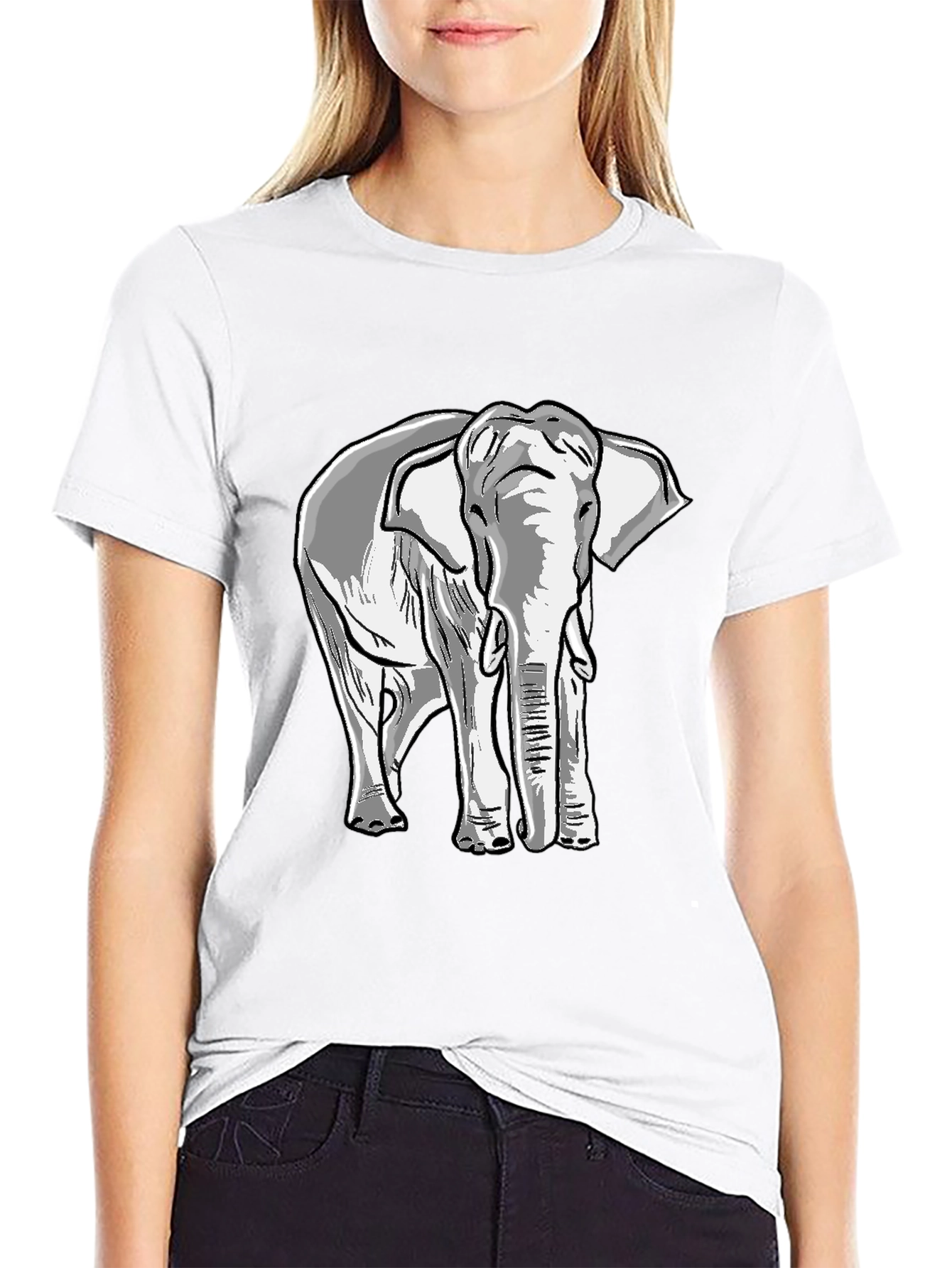 Black Elephant Graphic Tee - Unisex Casual Black T-Shirt view 9