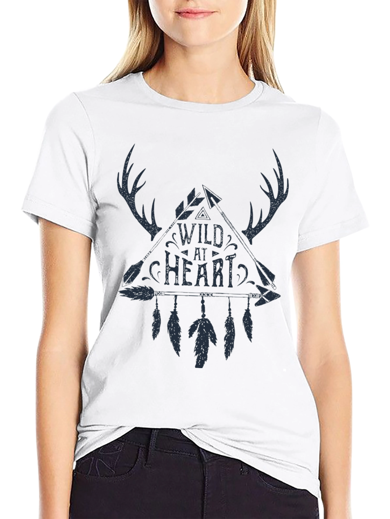 Black Wild at Heart Graphic Tee - Black Cotton Casual T-Shirt view 9