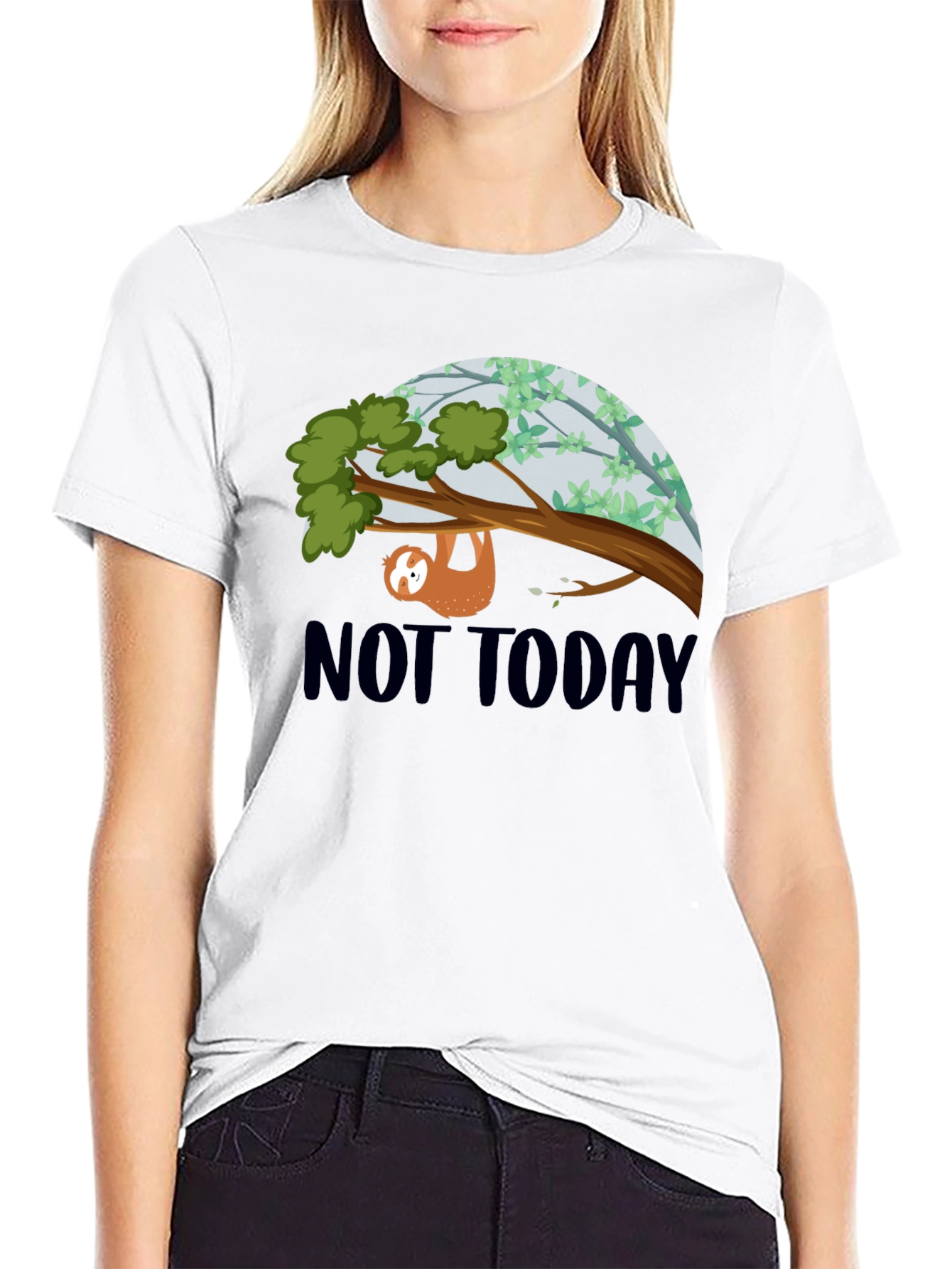 Black Not Today Sloth Graphic Tee - Relaxed Fit view 9