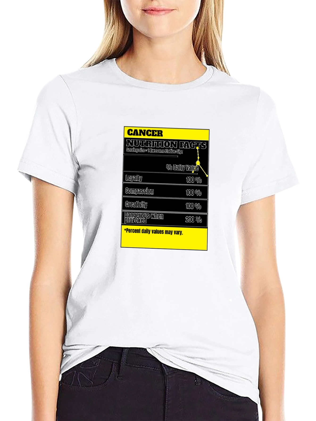 Cancer Zodiac Nutrition Facts Black T-Shirt - 9