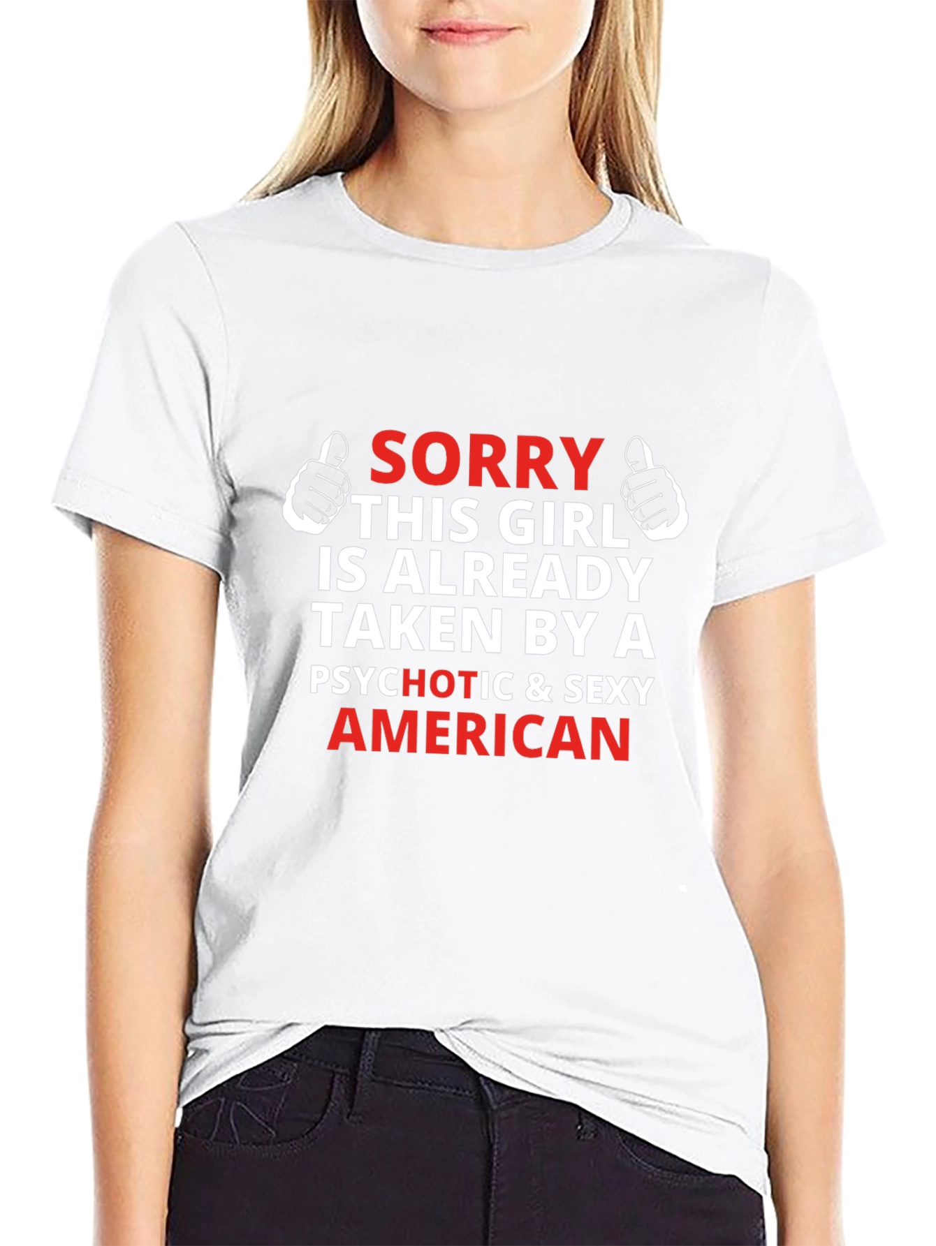 Black Funny Graphic T-Shirt - Taken By A Sexy American view 9
