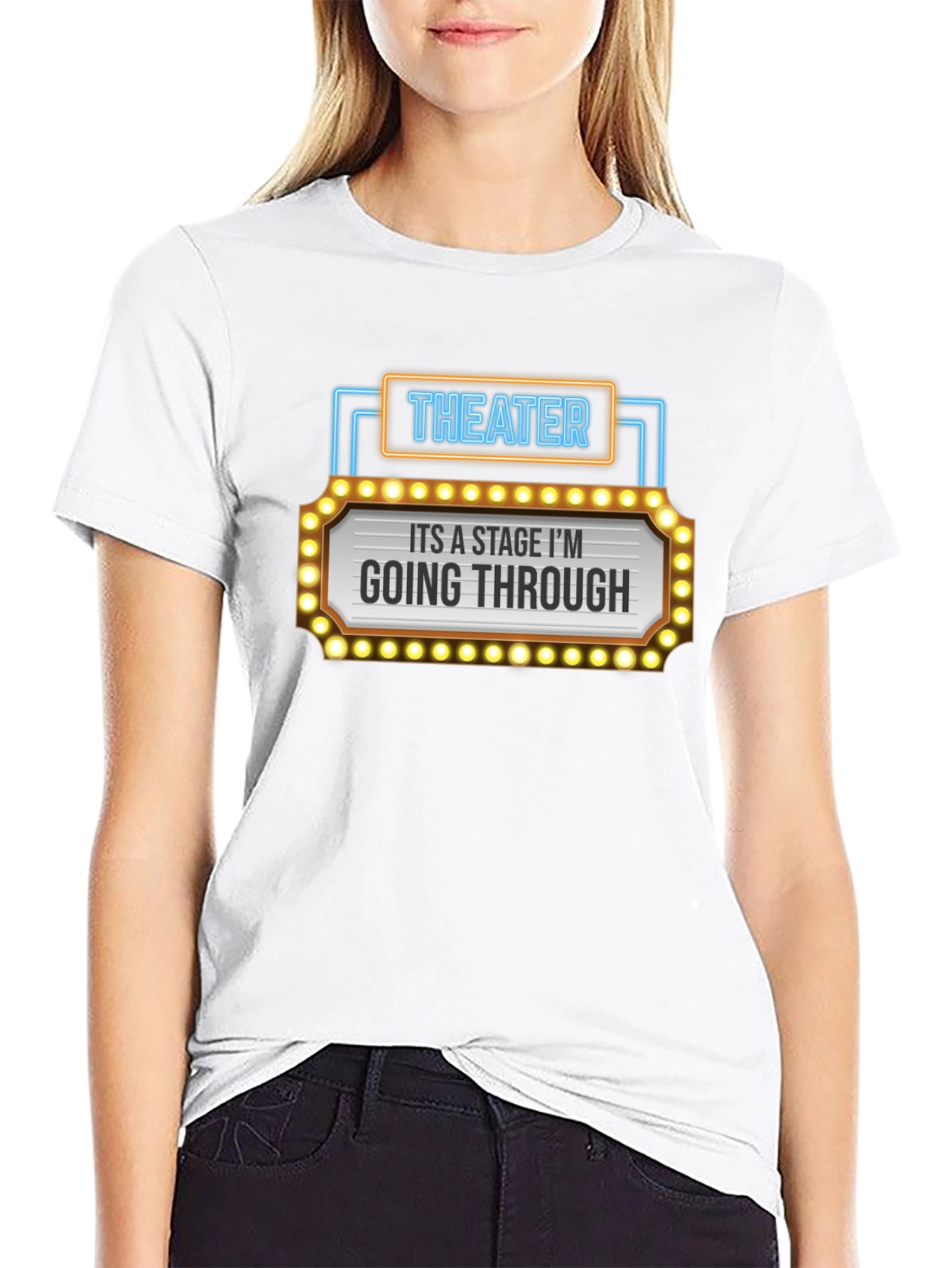 Black Theater Stage Humor T-Shirt - Going Through a Stage view 9