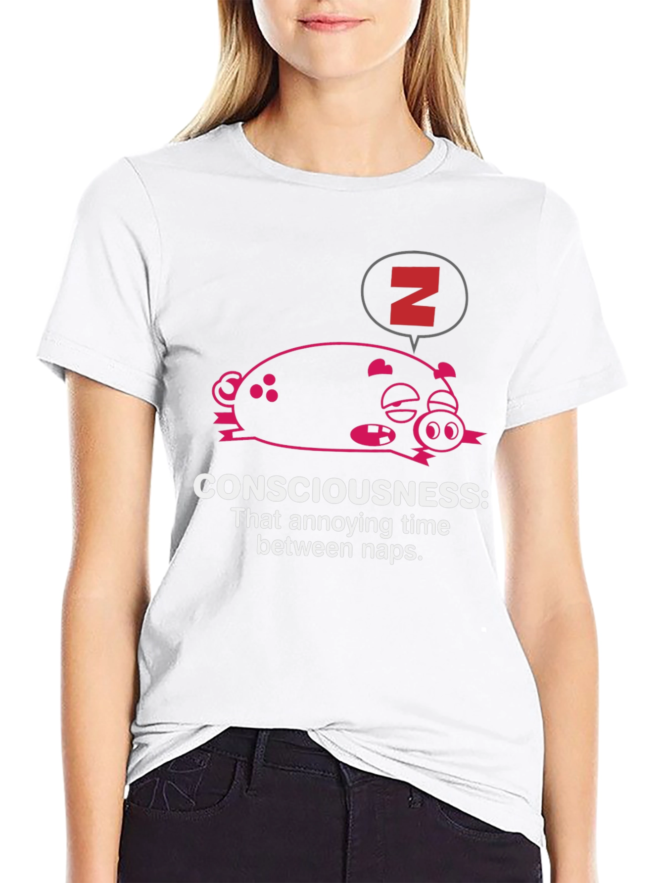 Consciousness Nap T-Shirt: Funny Sleep Pig - 9