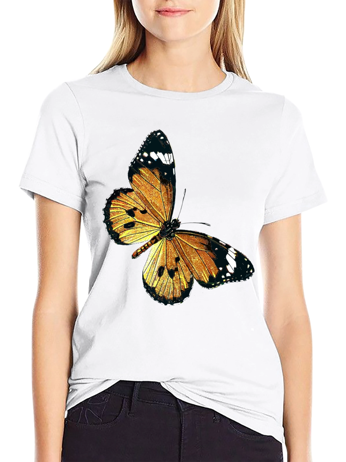 Black Butterfly Graphic Black T-Shirt view 9