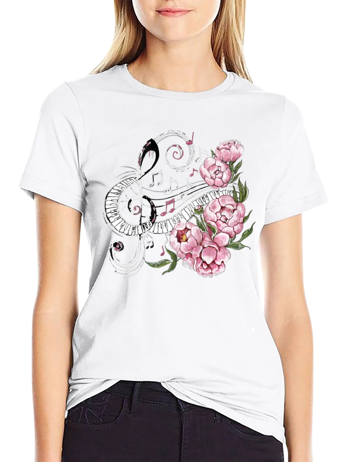 Black Musical Florals Men's Black Tee view 9