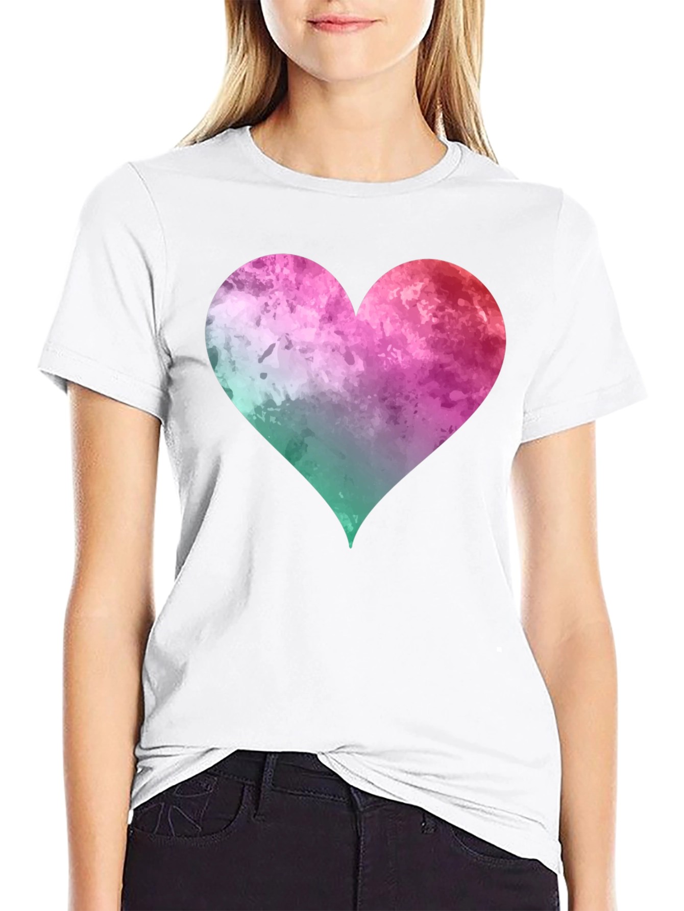 Black Watercolor Heart Graphic T-Shirt - Casual Style view 9