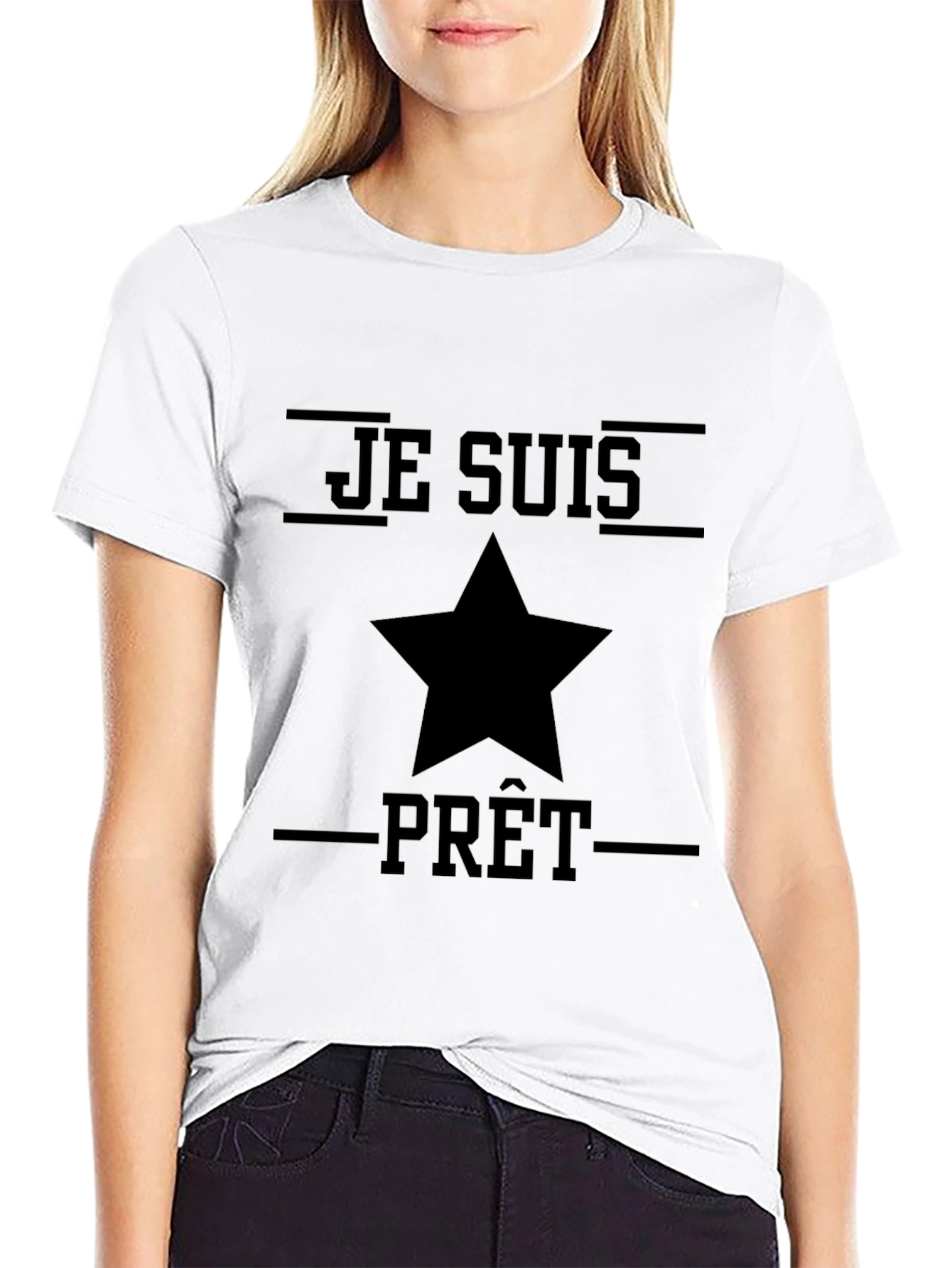 Black Je Suis Prêt Graphic Tee - Black Cotton Shirt view 9