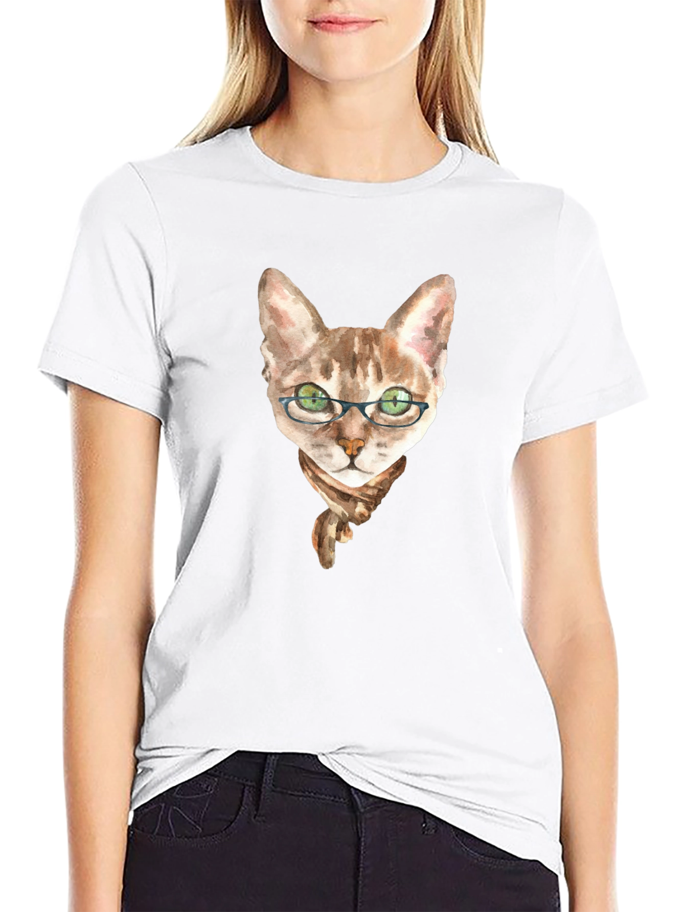 Black Cat with Glasses T-Shirt view 9