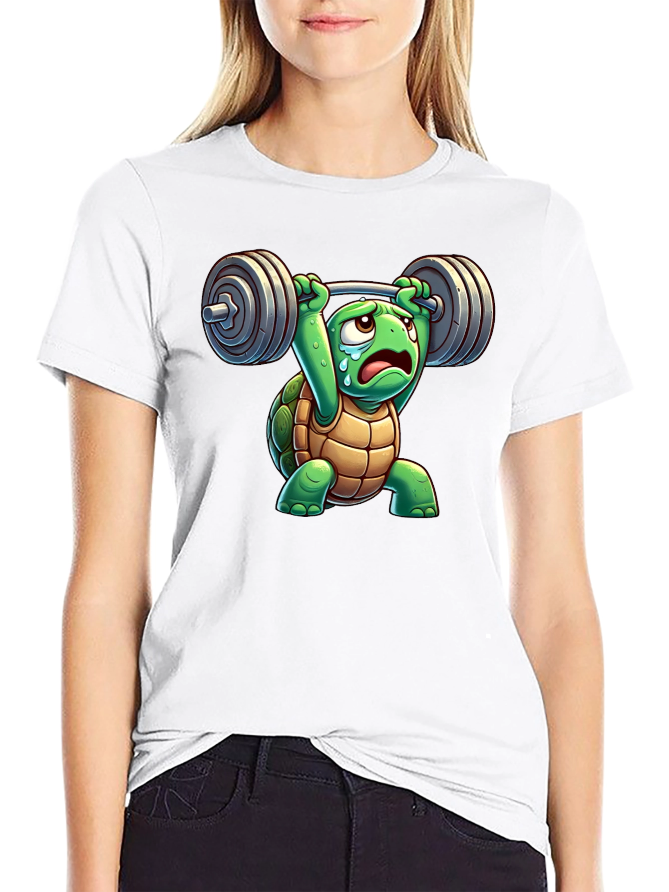 Black Turtle Lifting Weights T-Shirt view 9
