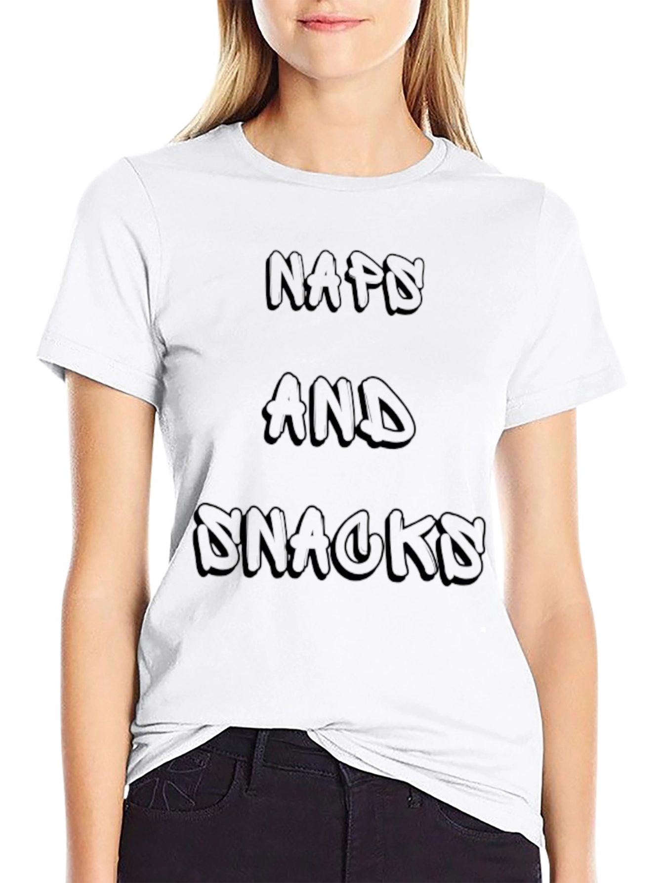 Black Naps and Snacks Black Graphic Tee Shirt view 9