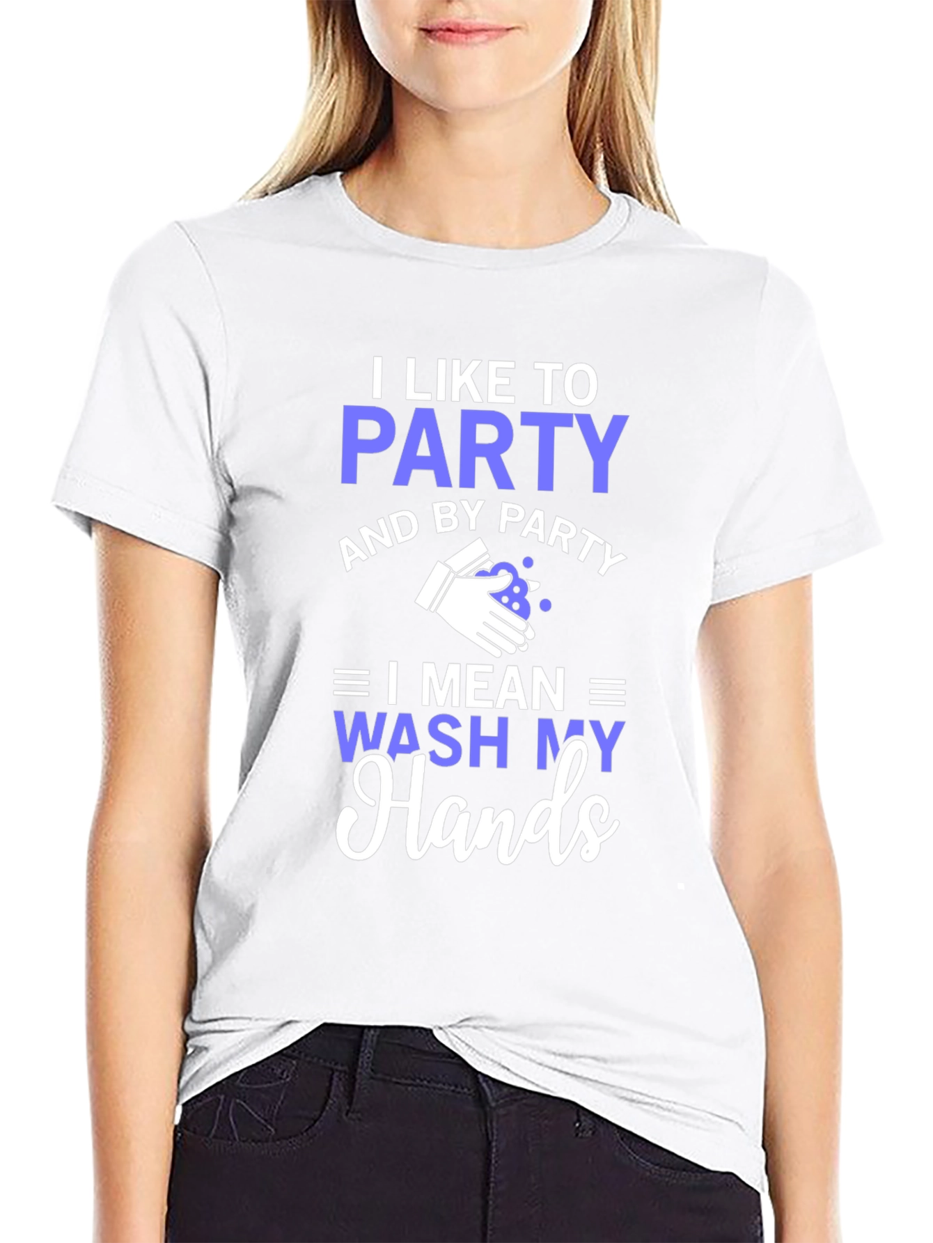 Black I Like to Party Wash My Hands Funny Graphic Tee view 9