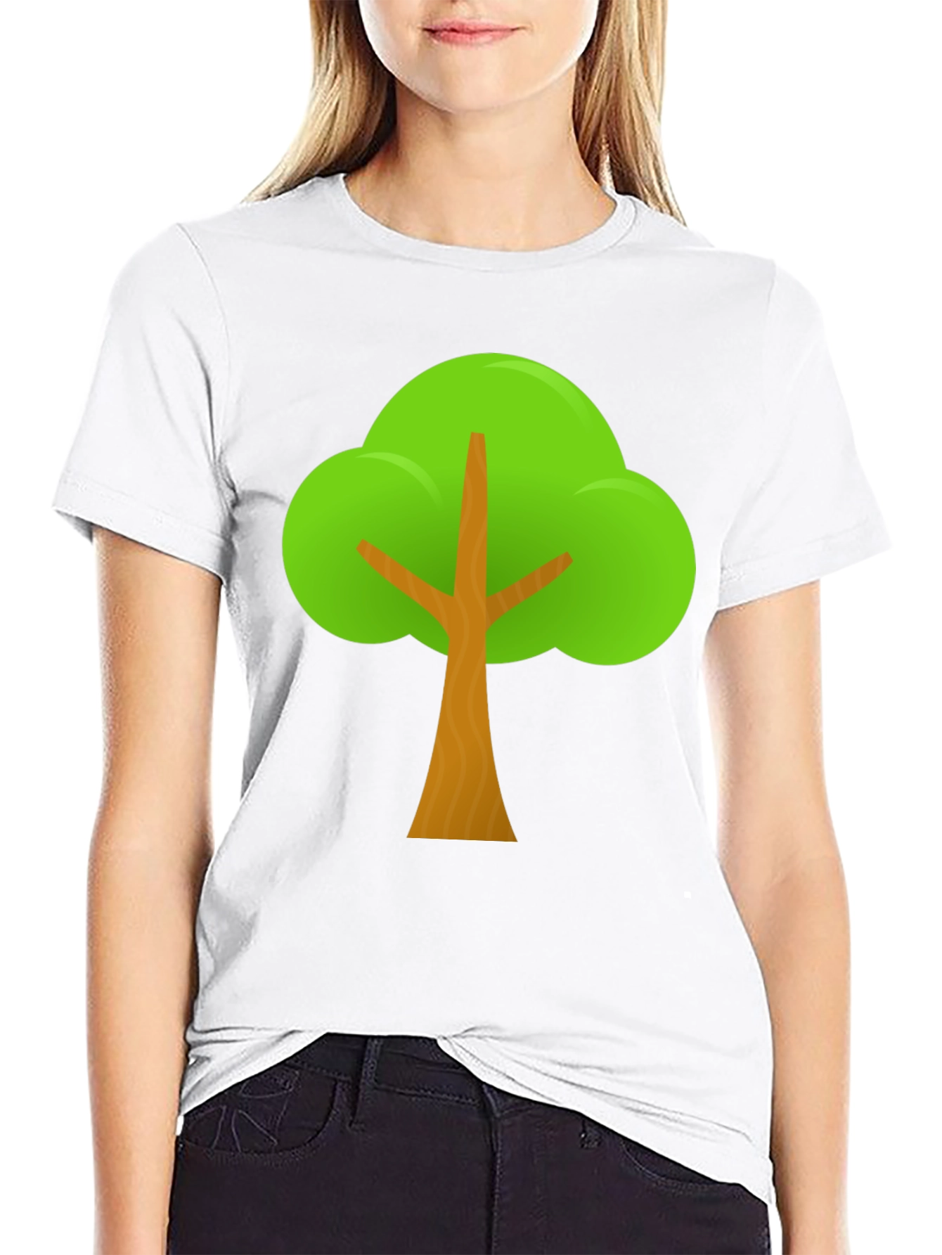 Black Cartoon Tree Graphic Tee - Black Casual T-Shirt view 9