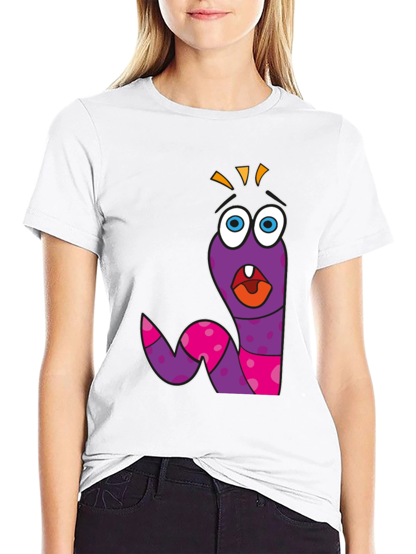 Black Cartoon Worm Graphic Tee - Funny & Unique Design view 9