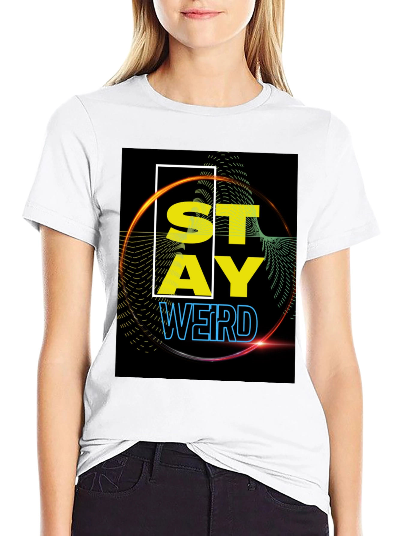 Black Stay Weird Graphic Tee - Black view 9