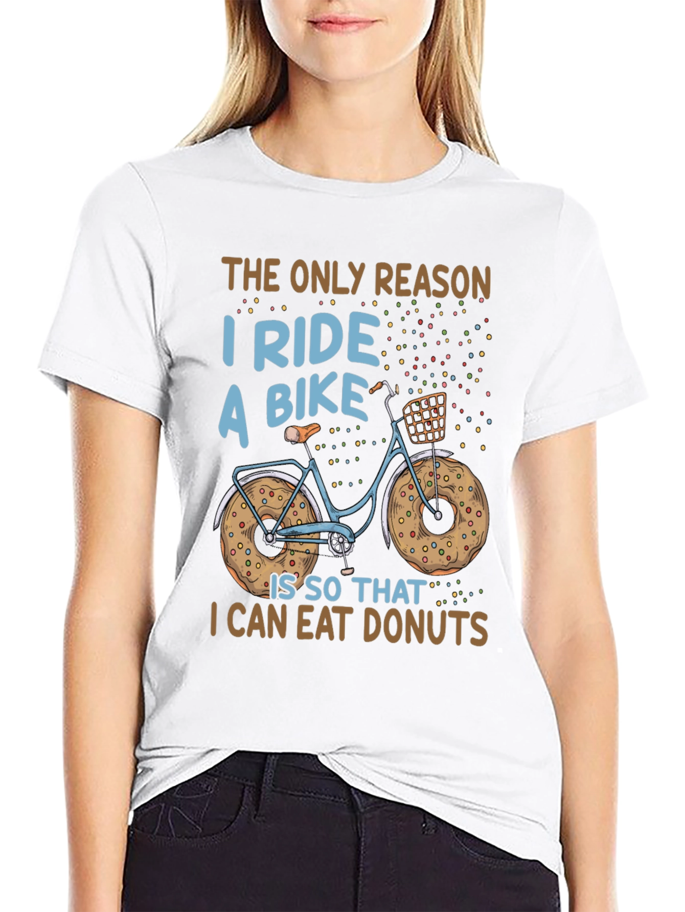 Black Funny Bike & Donut T-Shirt - Cycling & Foodie view 9