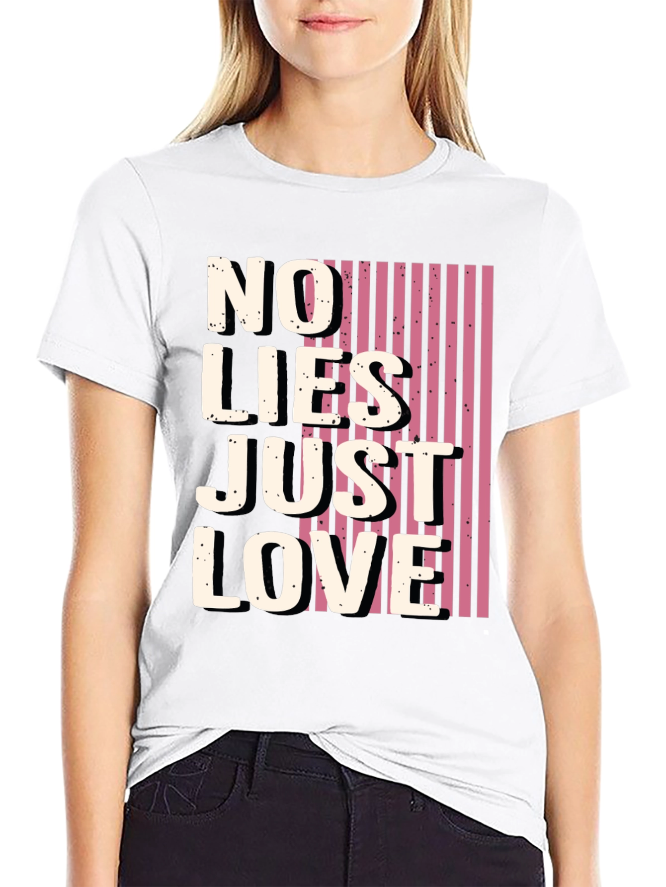 Black No Lies Just Love Graphic Tee - Black view 9