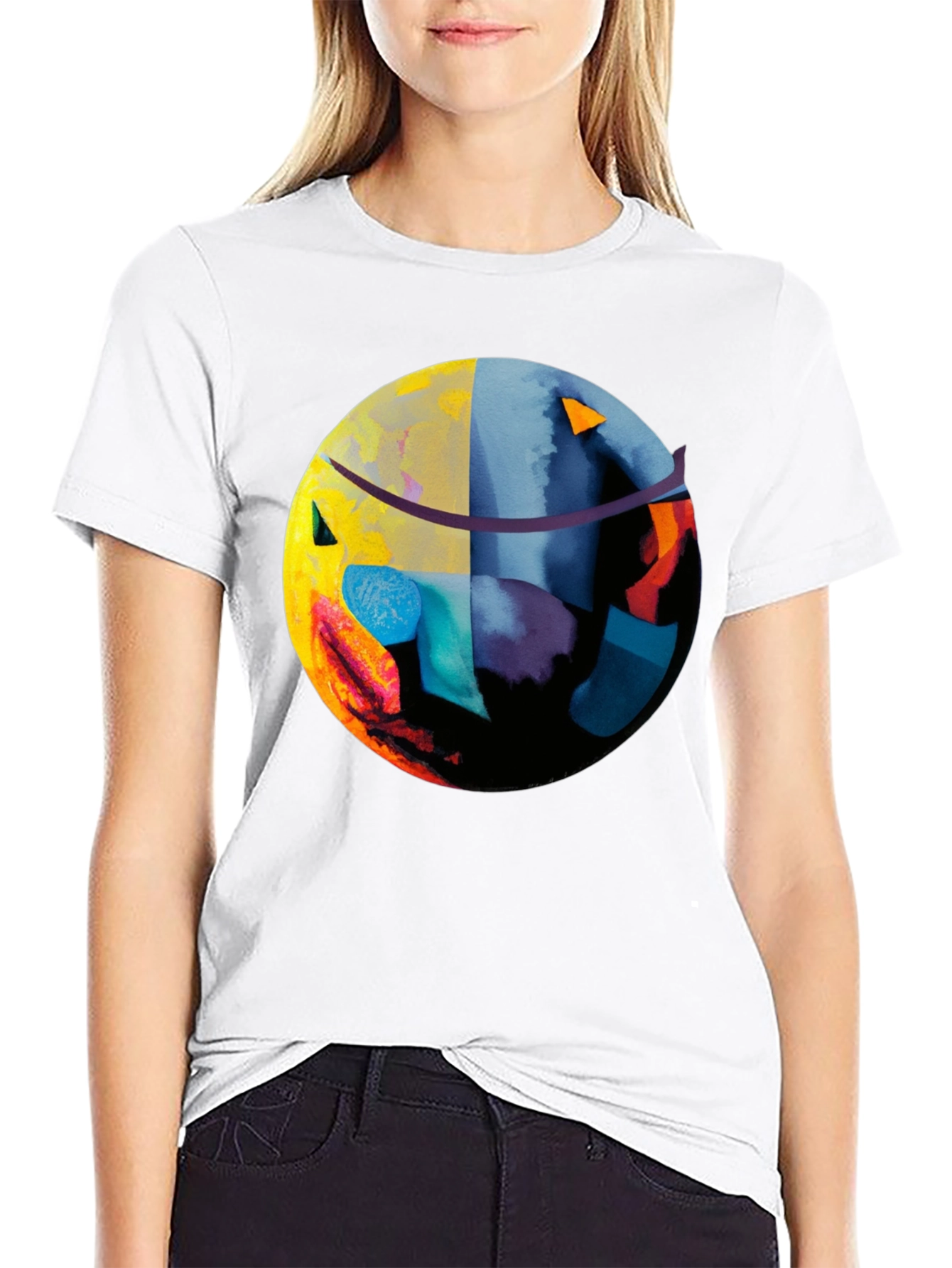 Black Abstract Graphic Print Black T-Shirt view 9